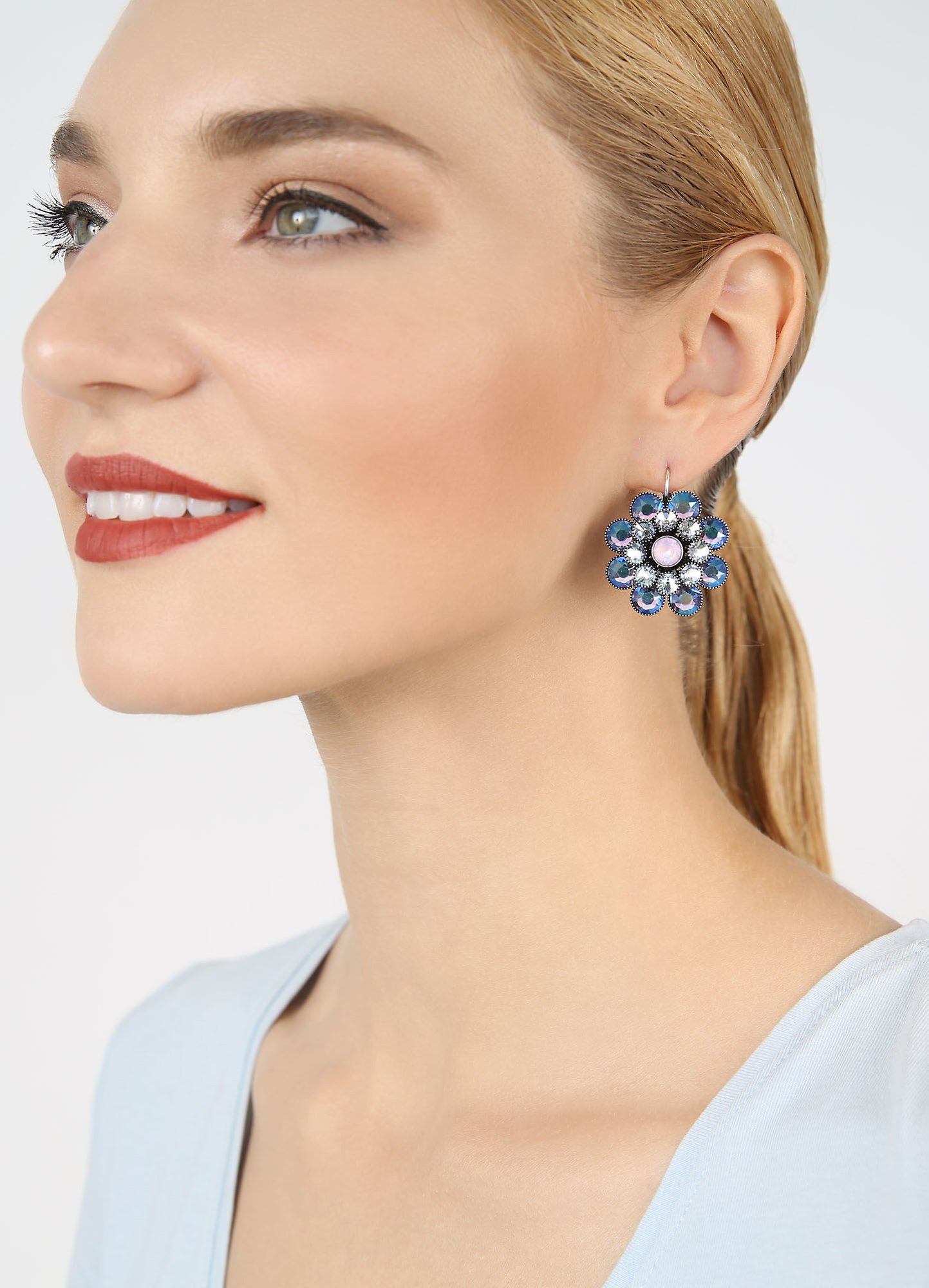 image for Earring Eurowire Lost Garden Pastel Blue / Pink  