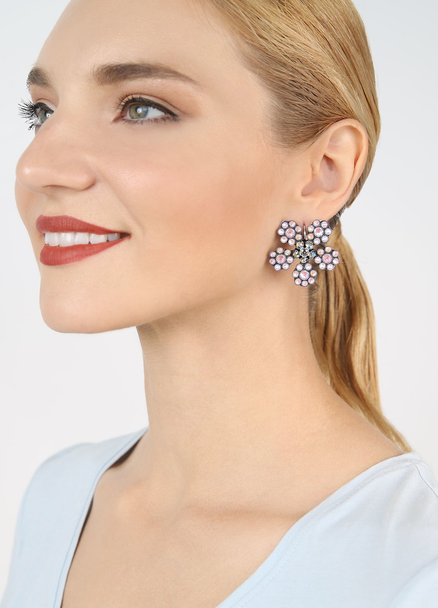 image for Earring Eurowire Lost Garden Pastel Blue / Pink  