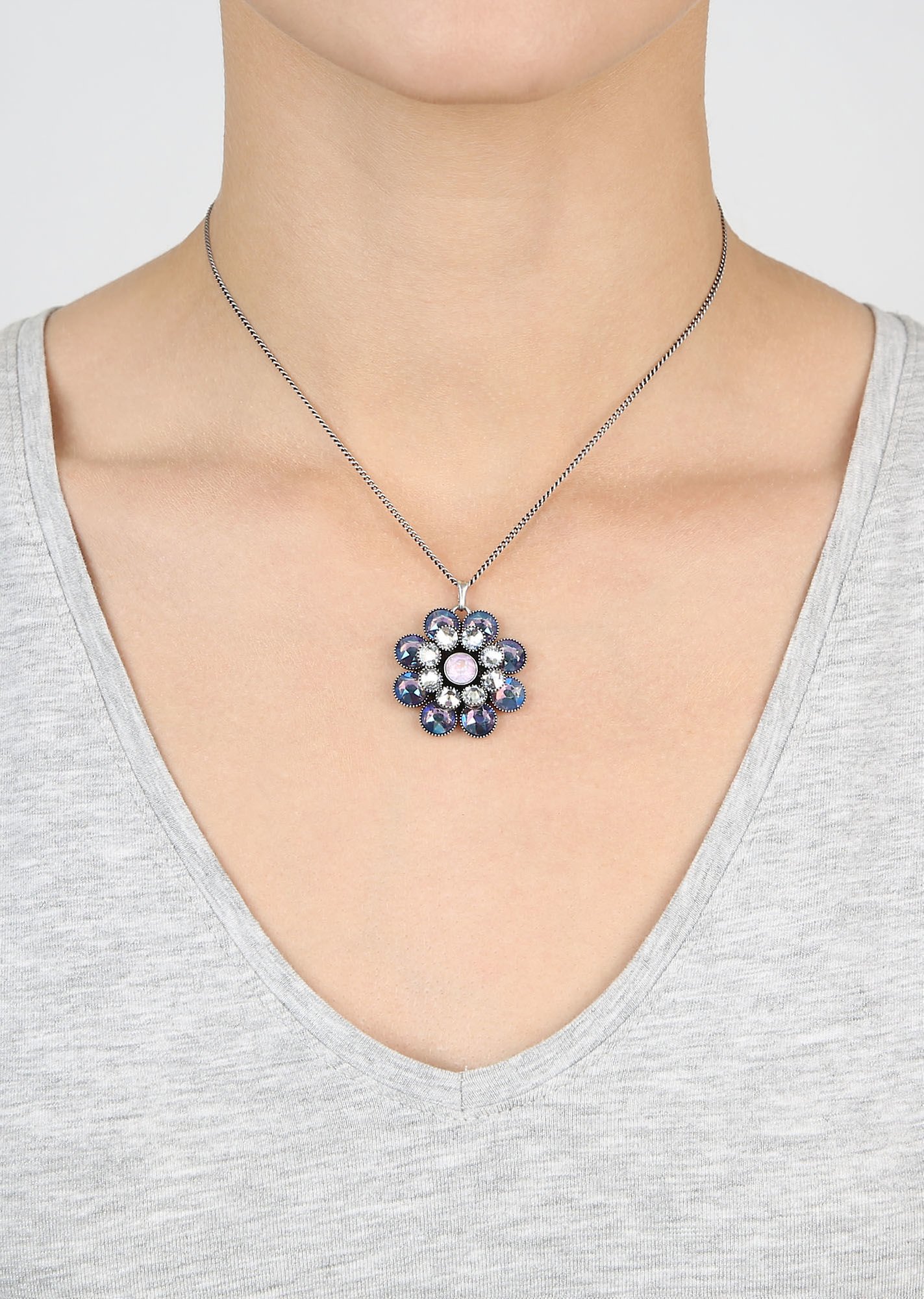 image for Necklace Pendant Lost Garden Pastel Blue / Pink  