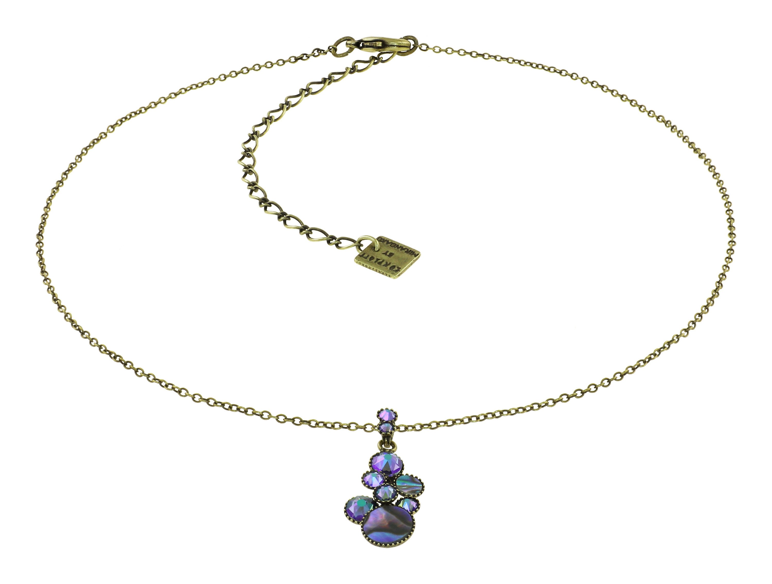 image for Necklace pendant Water Cascade Green / Lila  