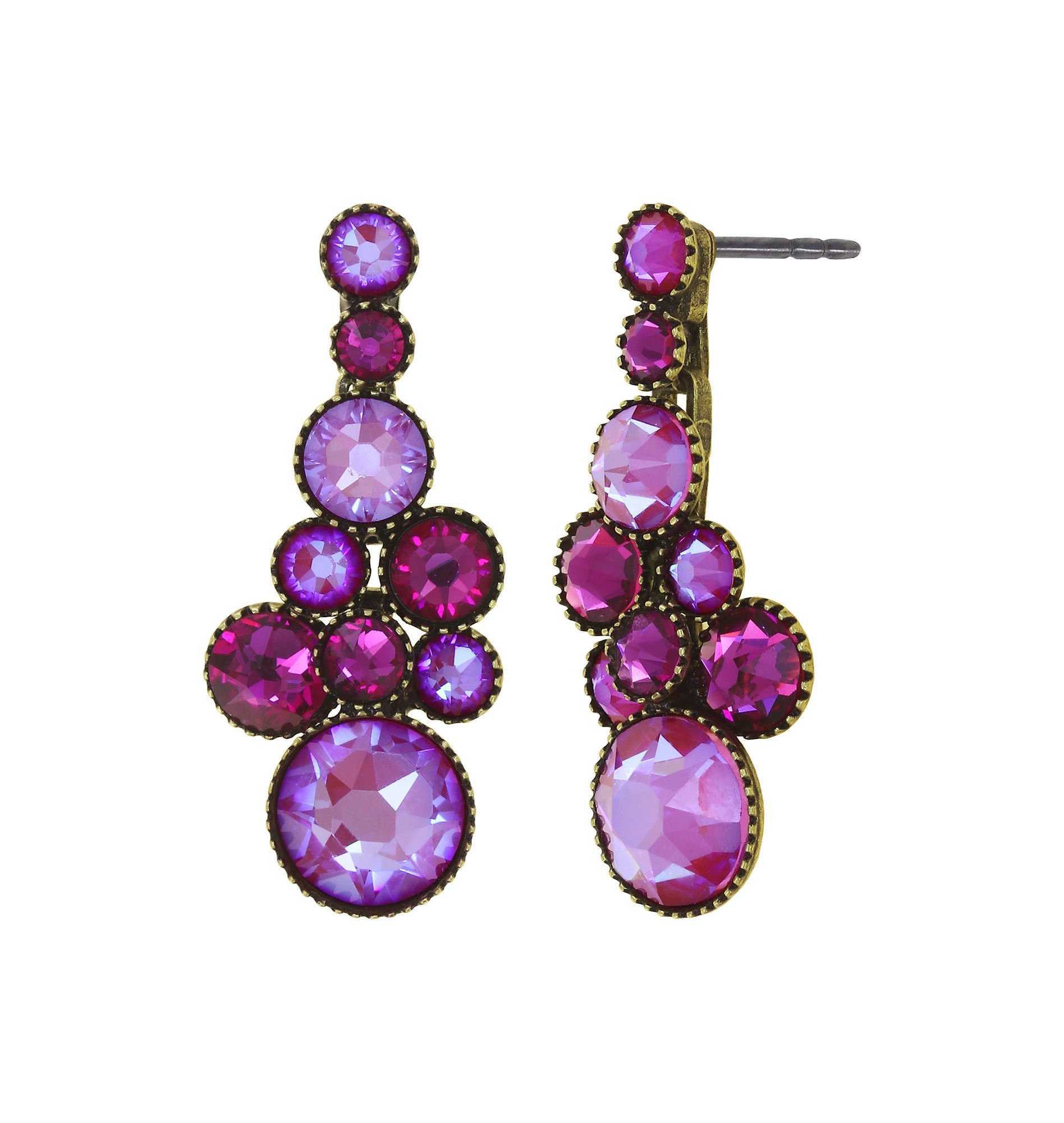 image for Earring Stud Dangling Water Cascade Pink  