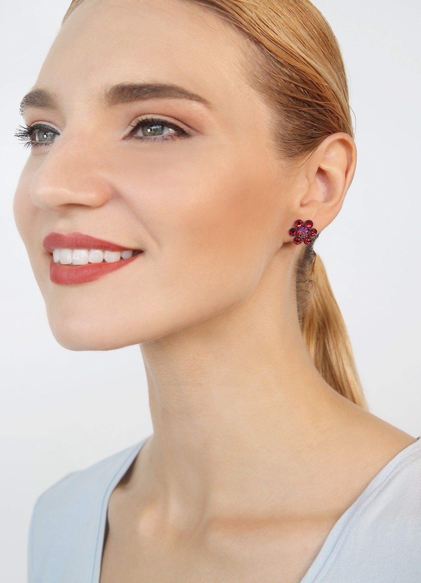 image for Earring Stud Lost Garden Red  