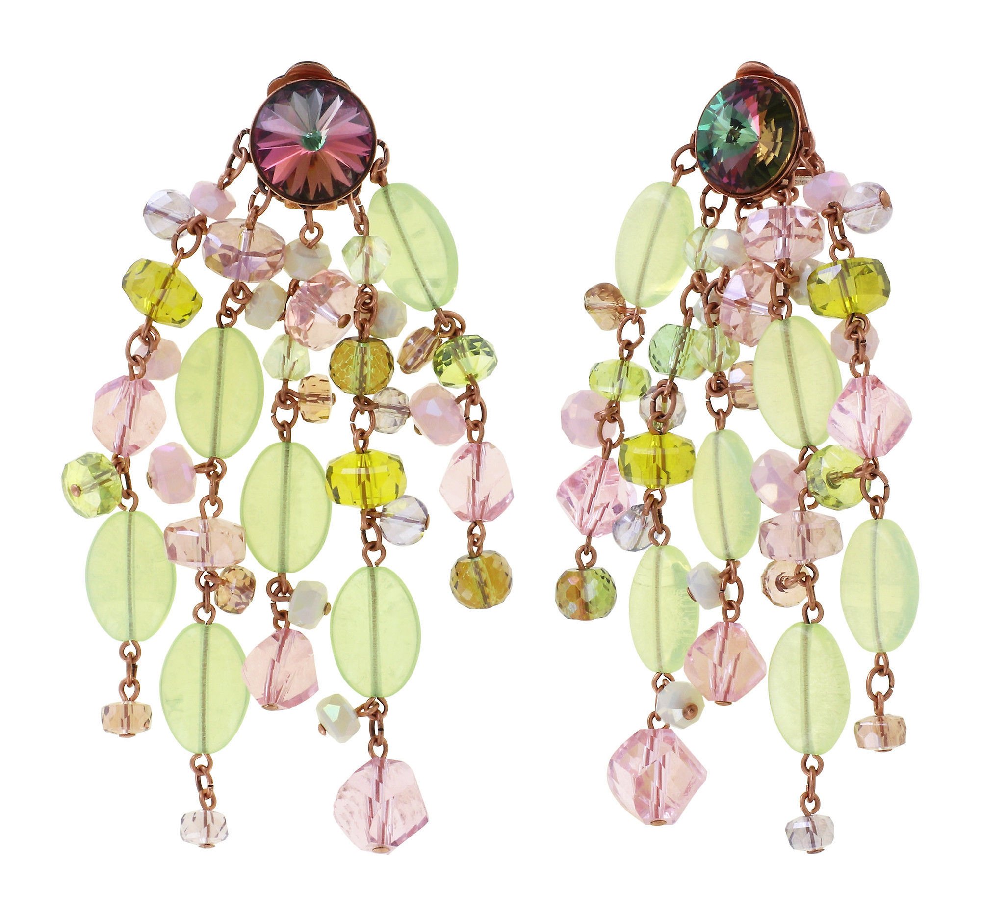 image pour Boucle d'oreille Clip pendante Jelly Flow Rose / Vert  