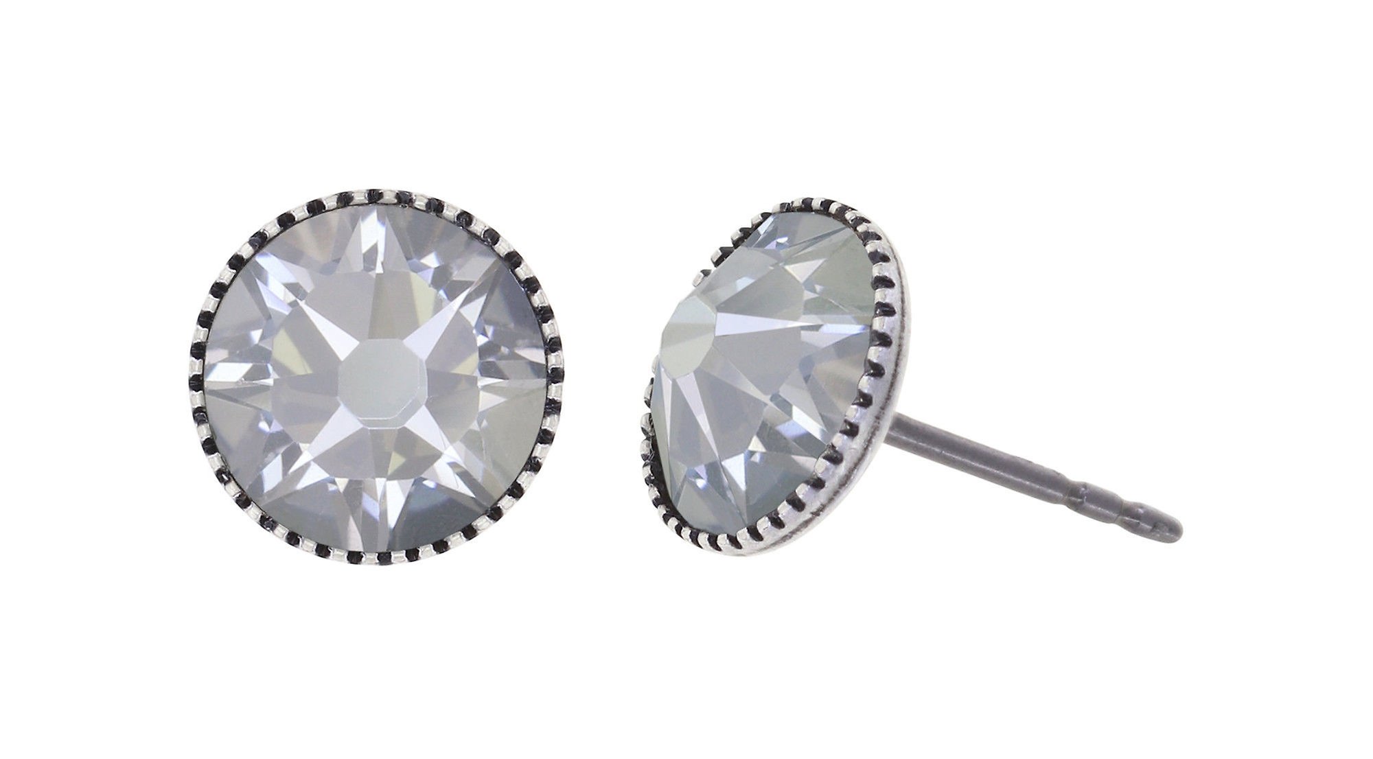 image pour Clou d'oreille plat Black Jack Blanc crystal silver shade SS 34