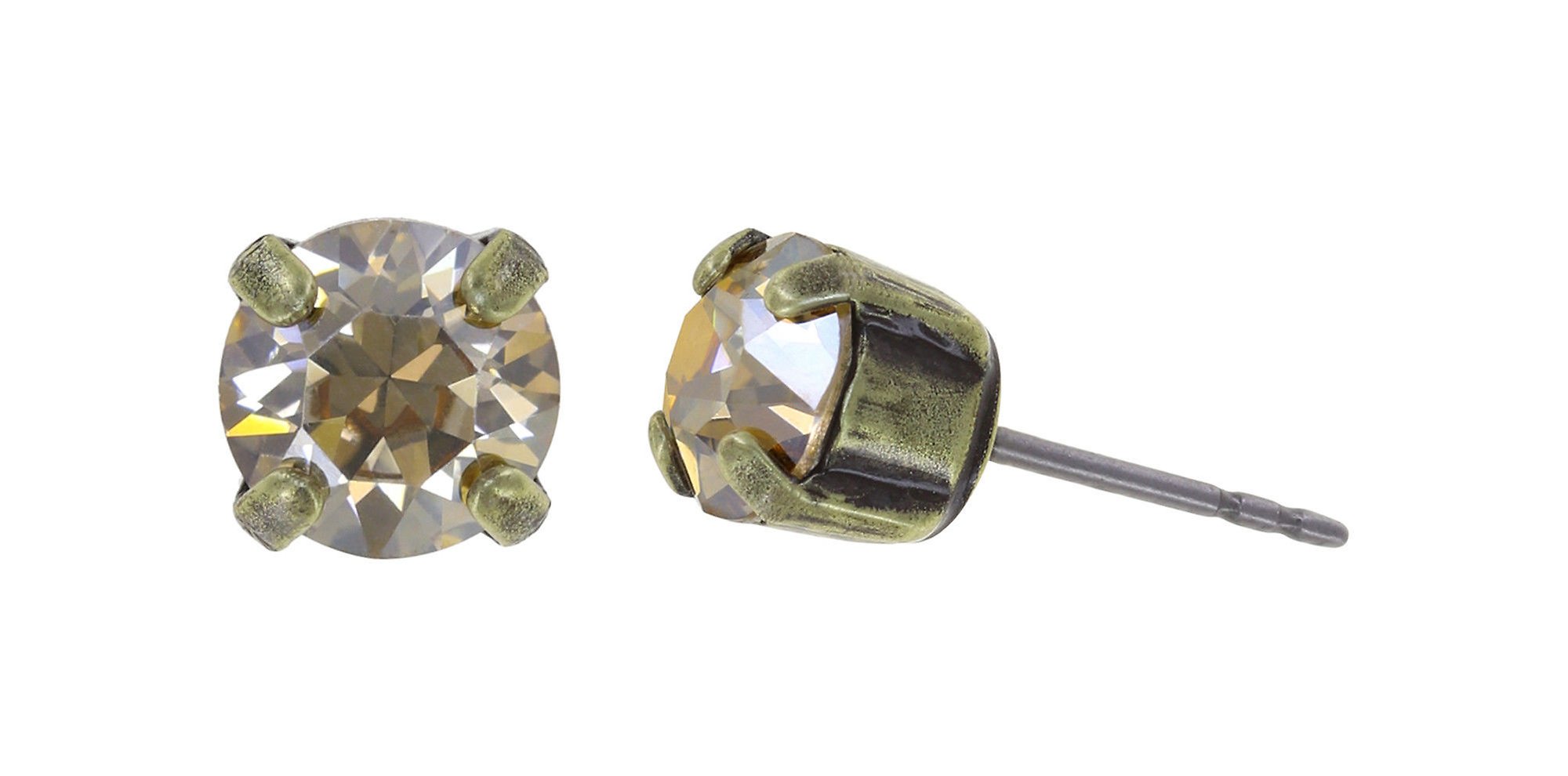 image pour Clou d'oreille Black Jack Beige crystal golden shadow SS 29