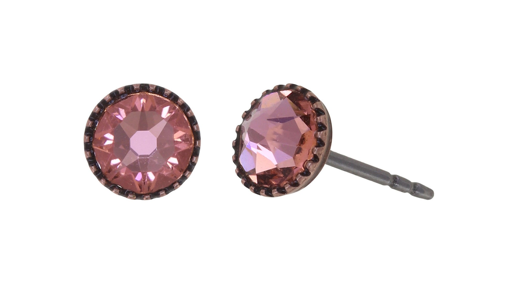image for Earring Stud-Flat Black Jack Pink rose peach SS 20