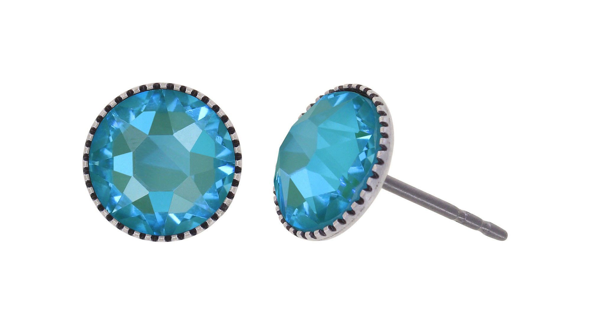 Bild für Ohrstecker flach Black Jack Blau / Grün crystal laguna de lite SS 34