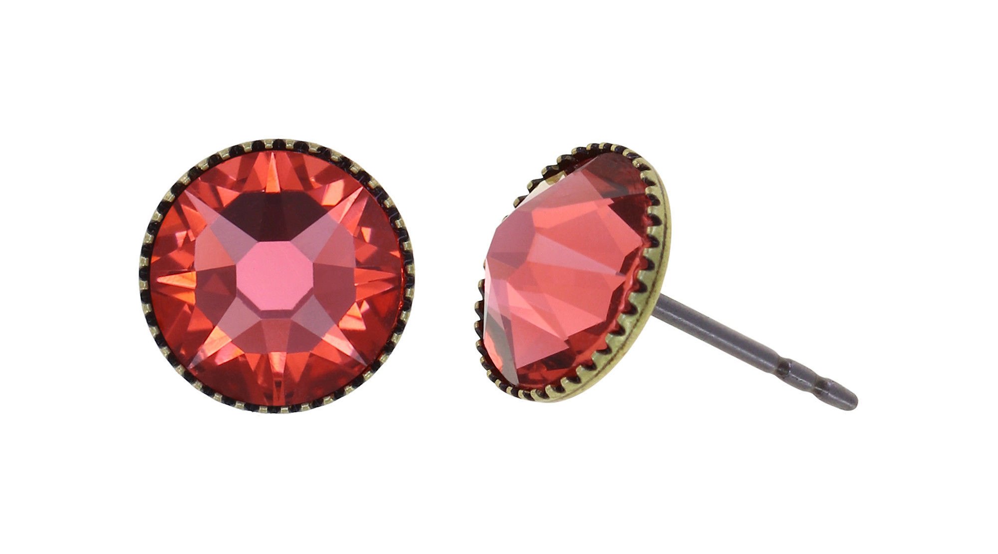 image pour Clou d'oreille plat Black Jack Coralline padparadscha SS 34