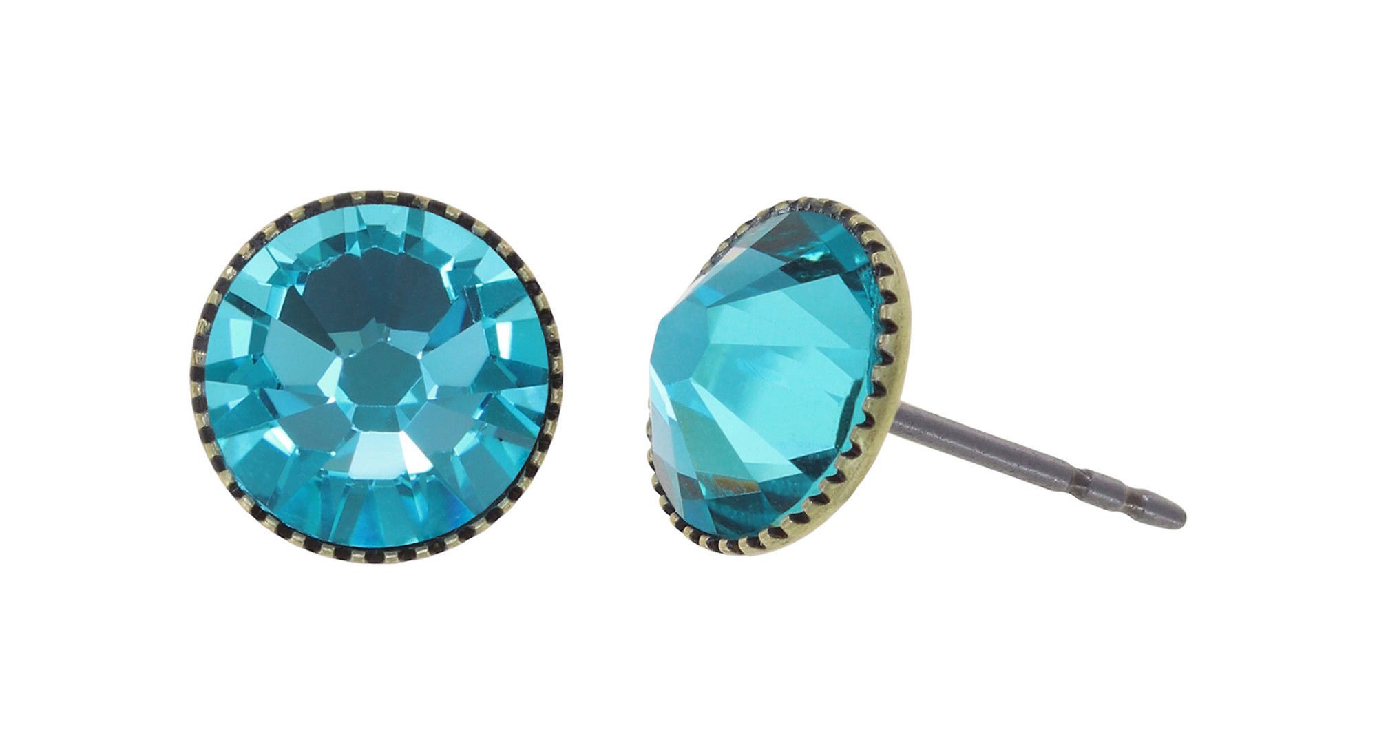 image pour Clou d'oreille plat Black Jack Bleu lt. turquoise SS 34