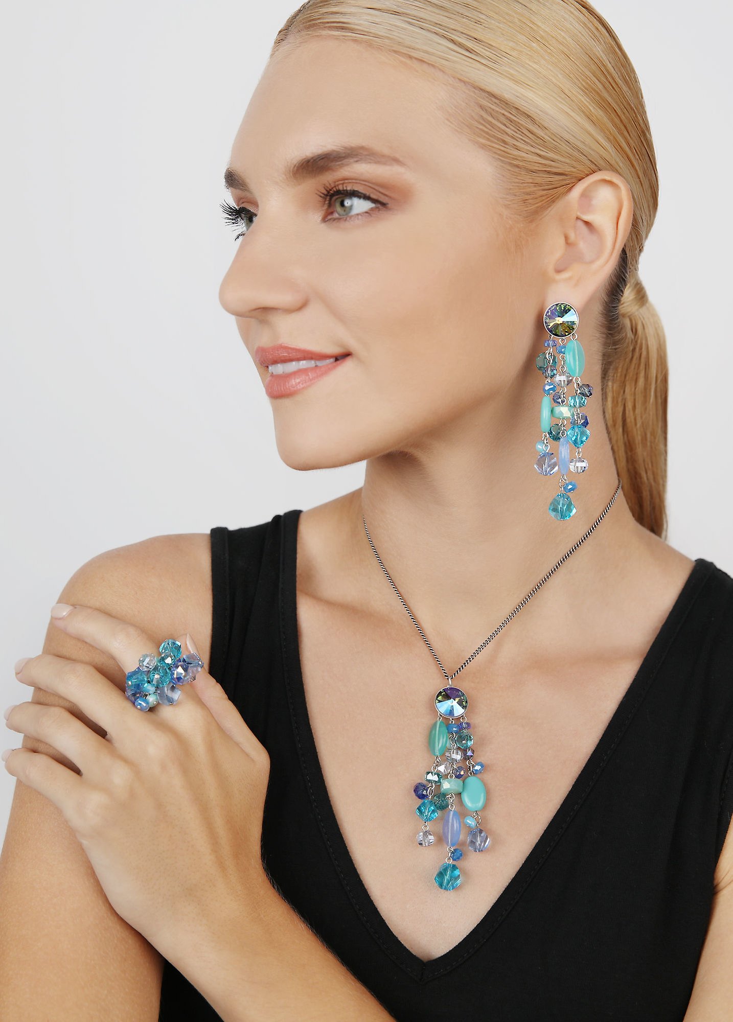 image pour Clou d'oreille pendant Jelly Flow Bleu  