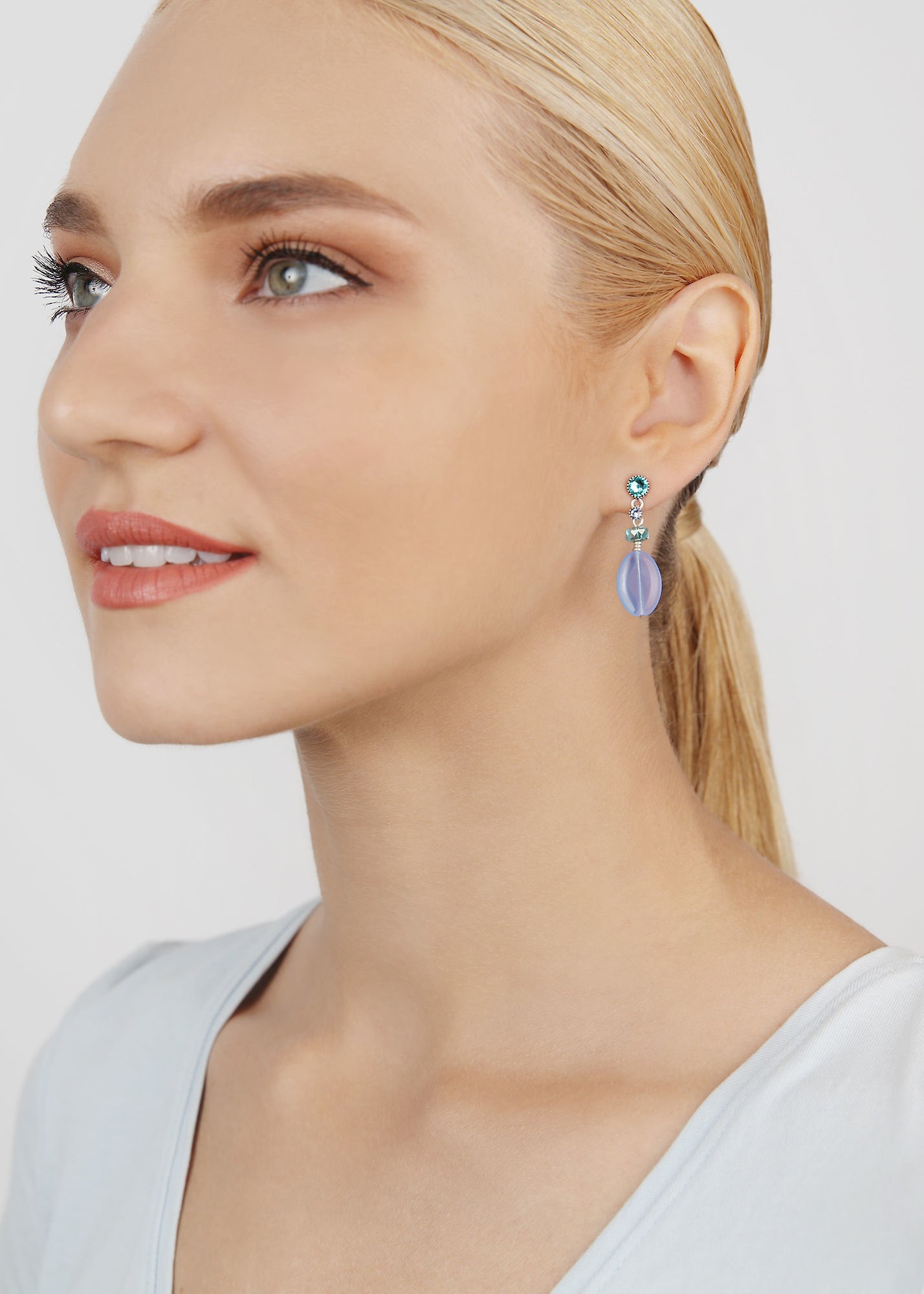 Bild für Ohrstecker baumelnd Jelly Flow Blau  