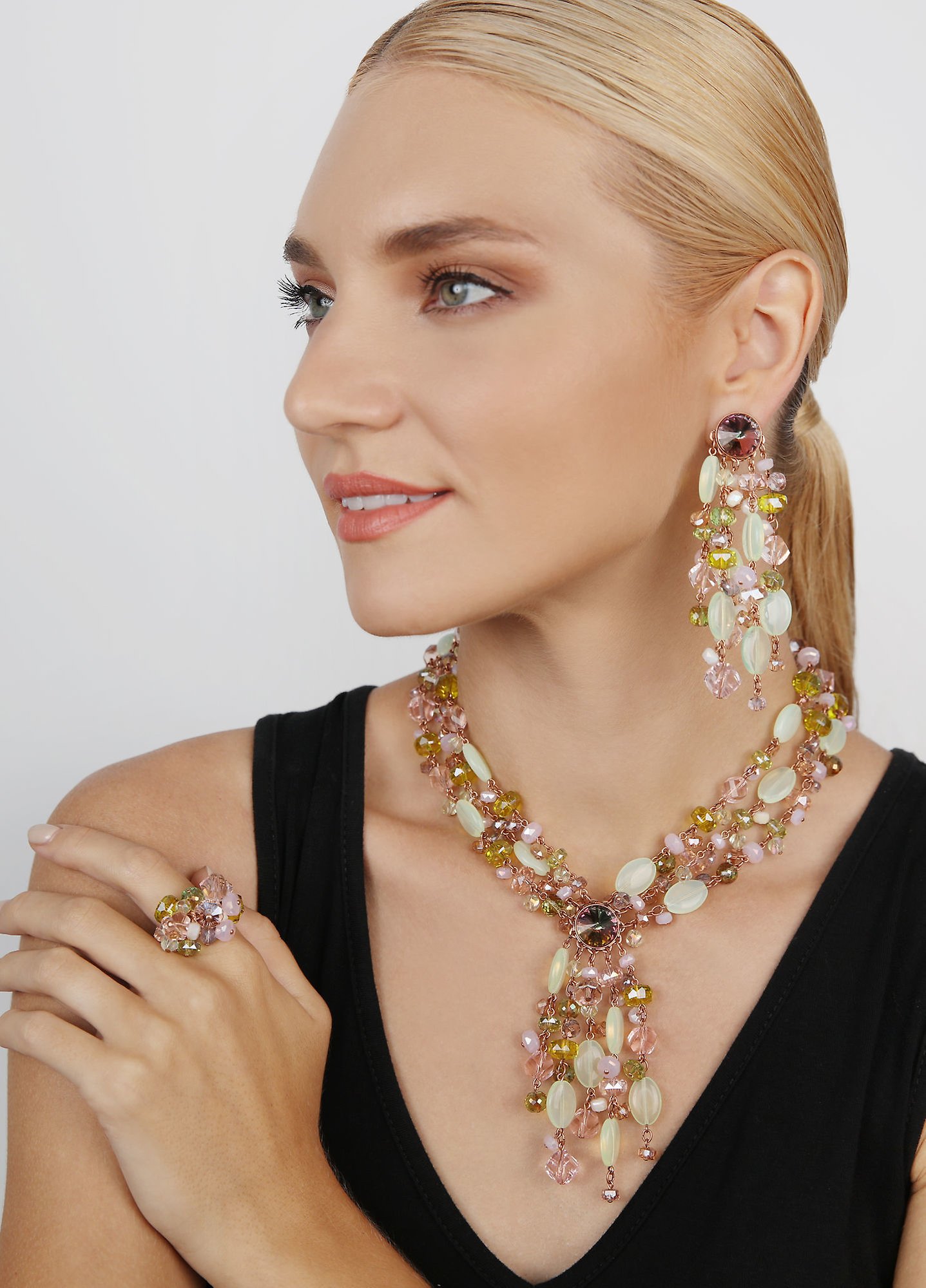 image pour Anneau Jelly Flow Rose / Vert lt.colorado topaz vitrail light 