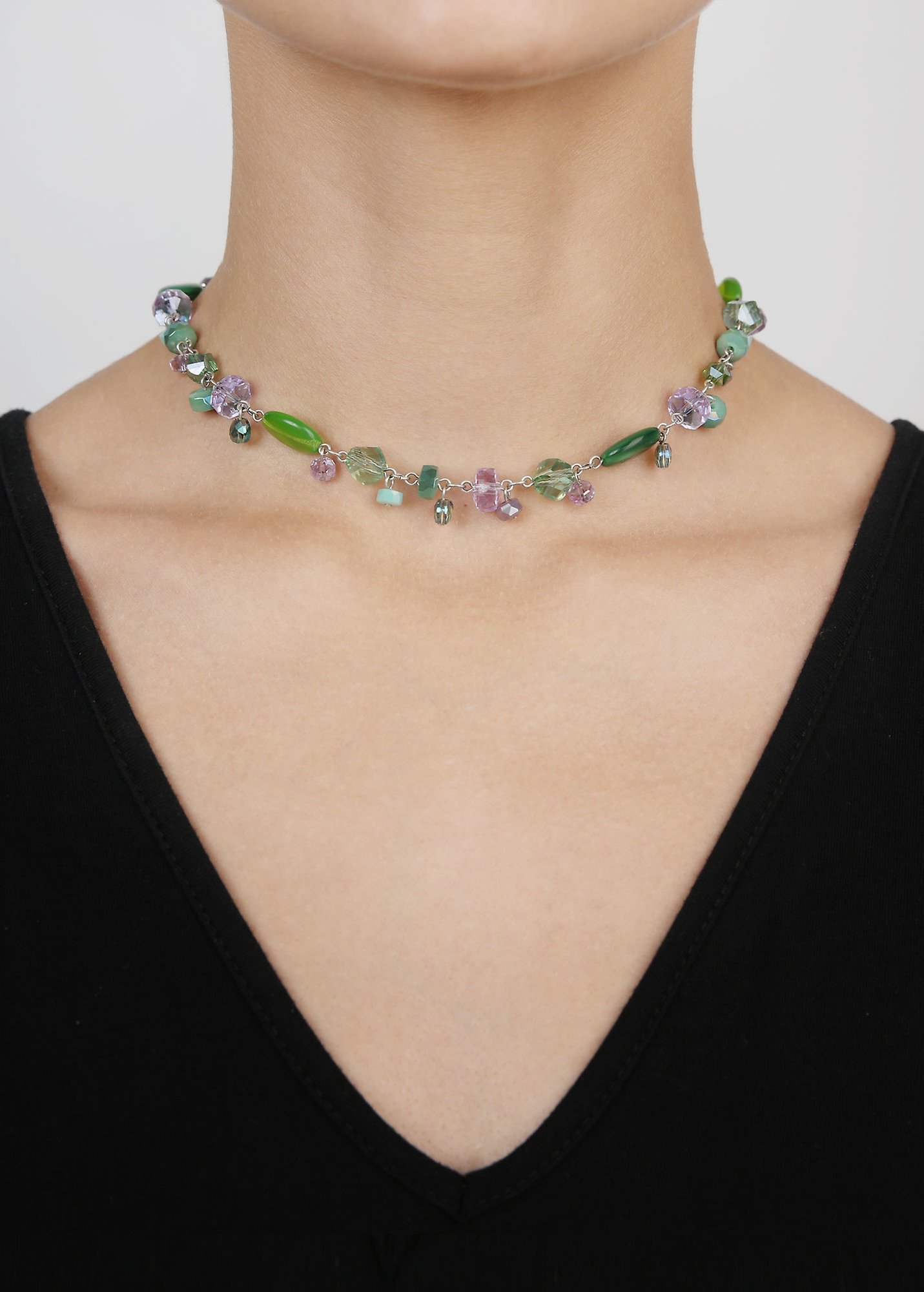 image for Necklace Jelly Flow Green / Lila  