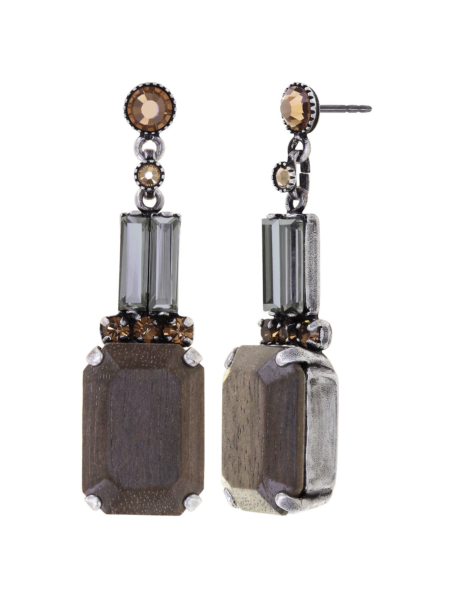 image for Earring Stud Dangling For Tilda S Grey crystal satin 