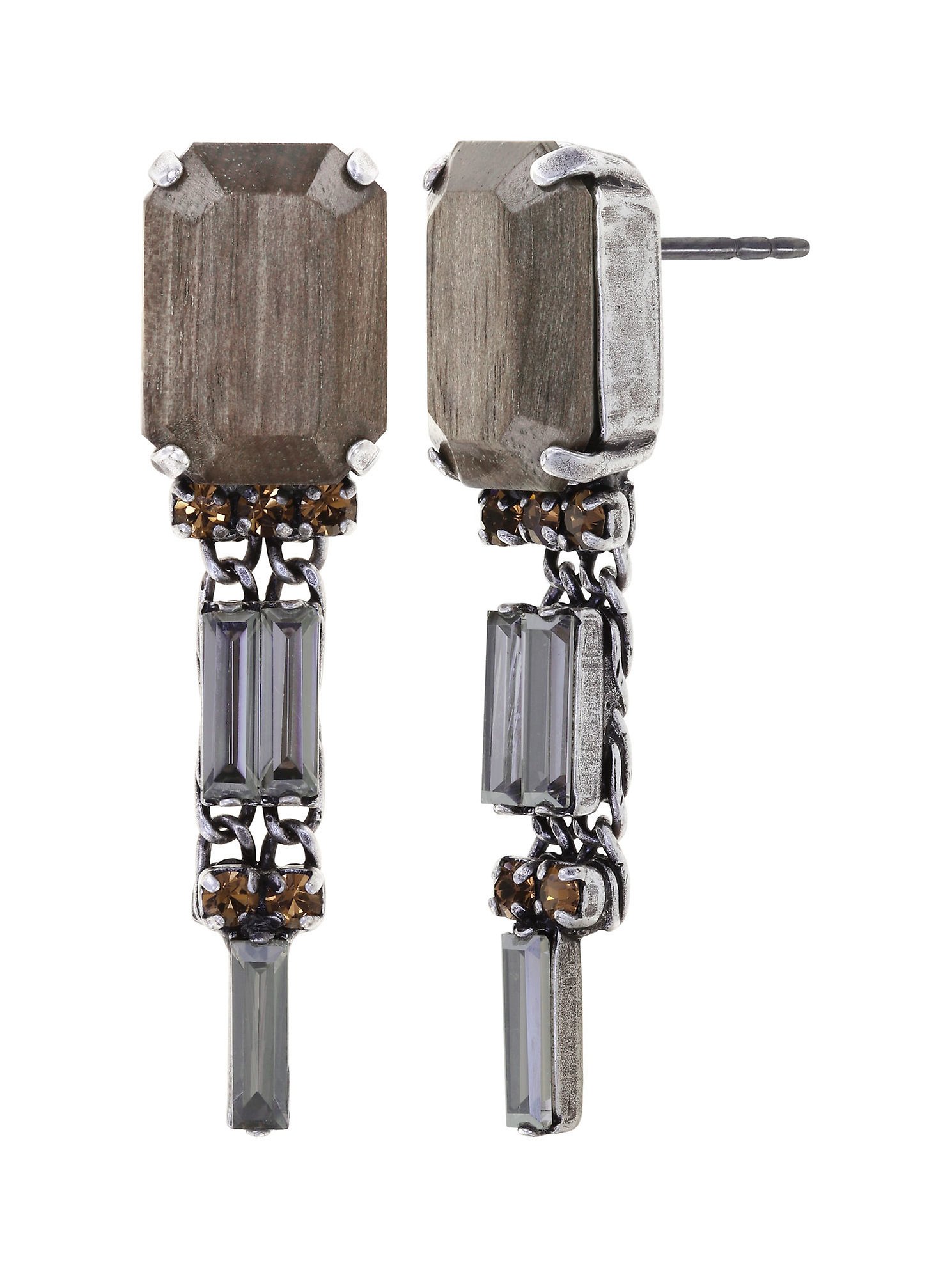 image for Earring Stud Dangling For Tilda S Grey crystal satin 