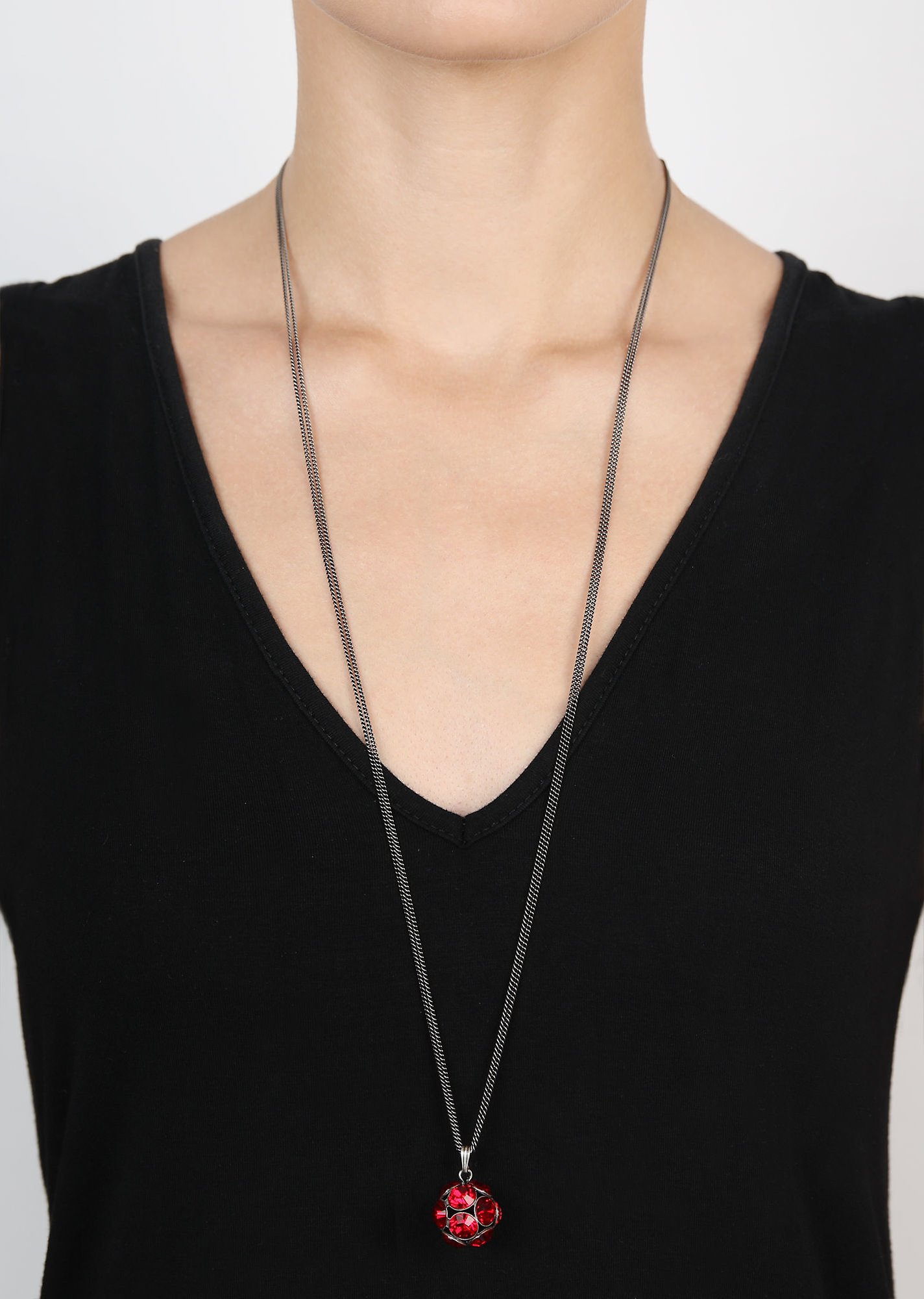 image for Necklace Pendant Disco Balls Red siam SS 39