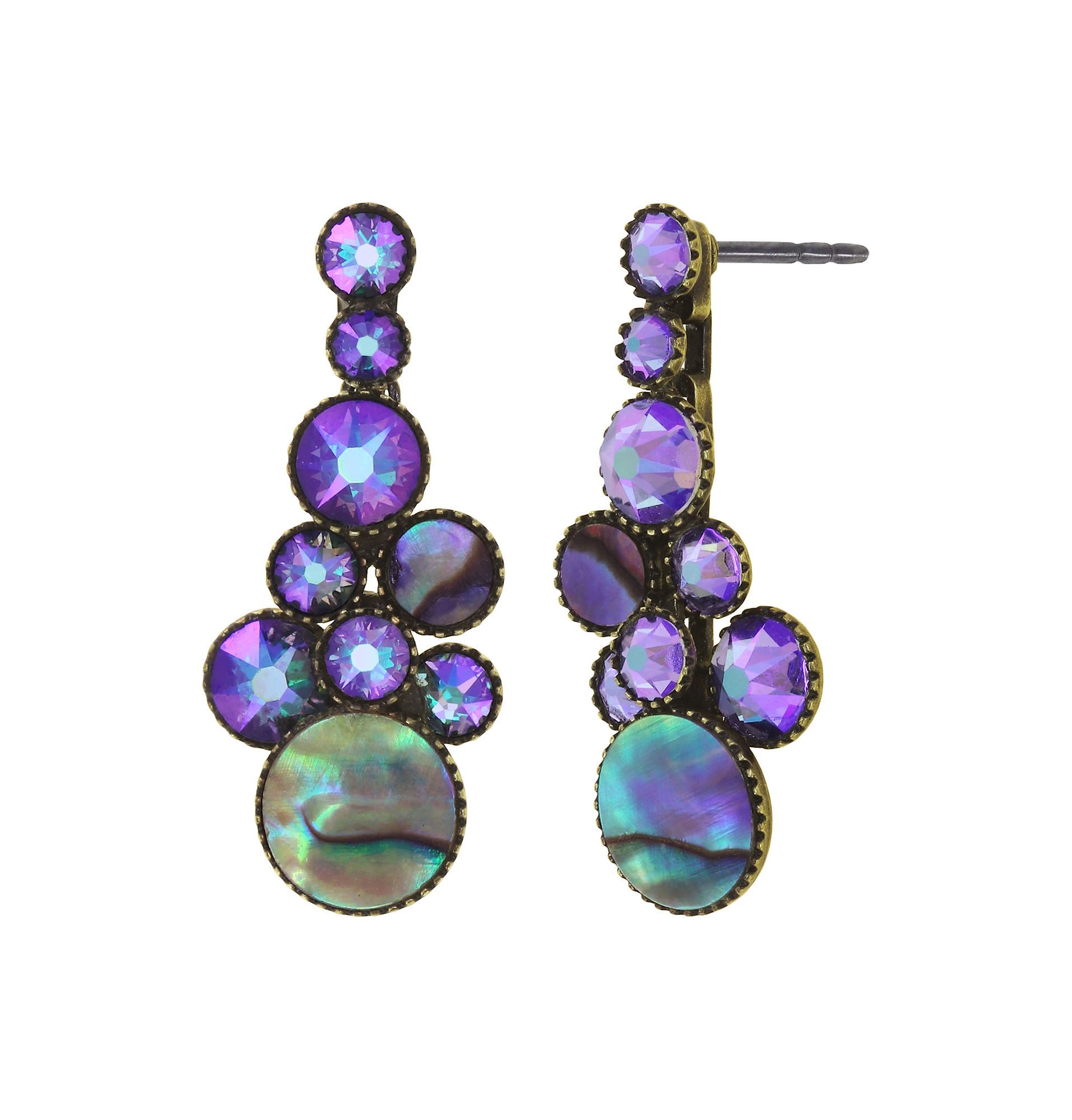 image for Earring stud dangling Water Cascade Green / Lila  