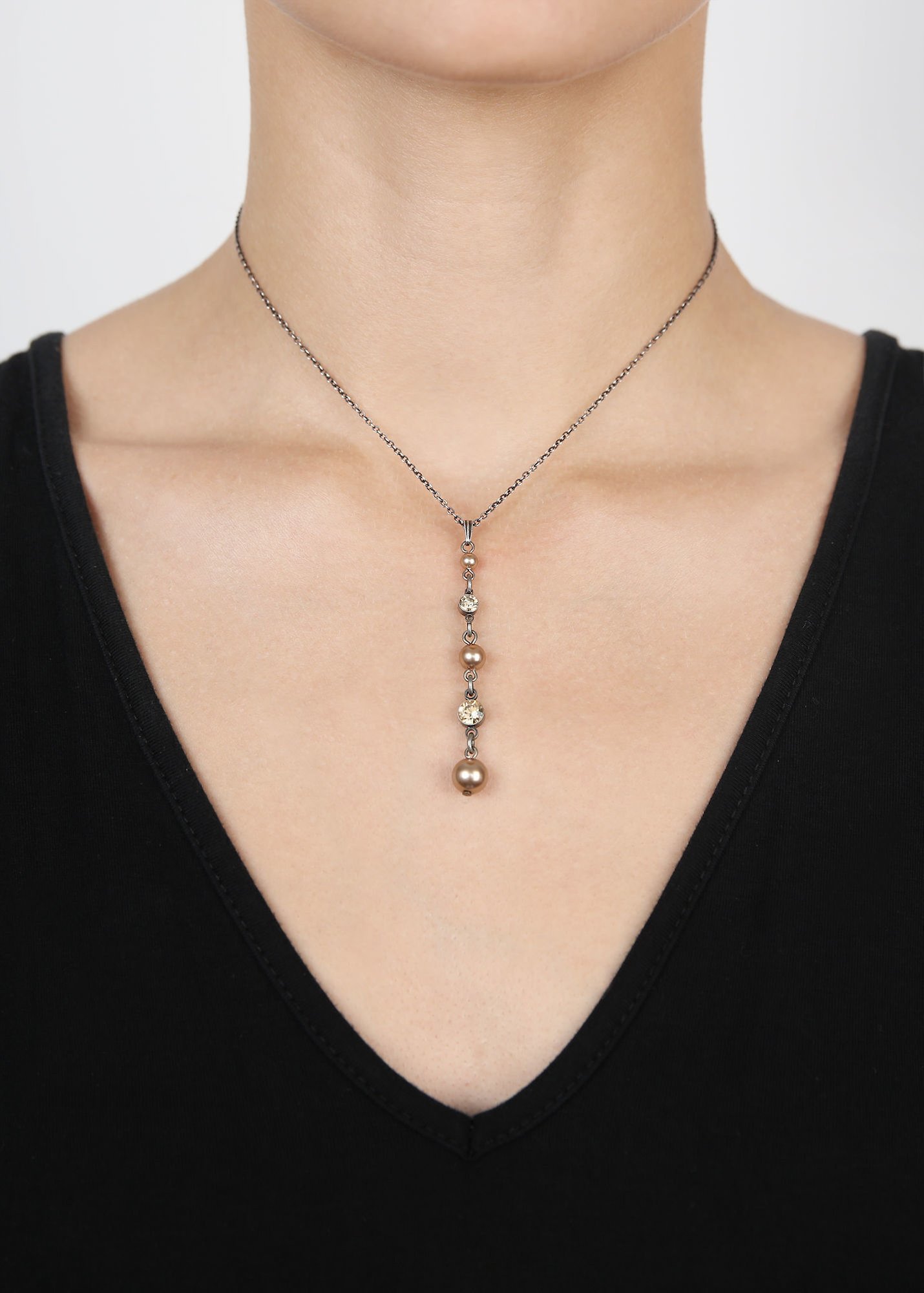 image for Necklace Pendant Pearl Shadow Beige crystal golden shadow 