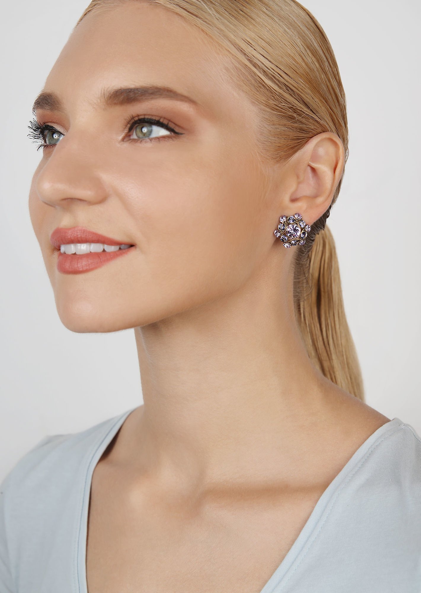 image for Earring Stud Bended Lights Lila  