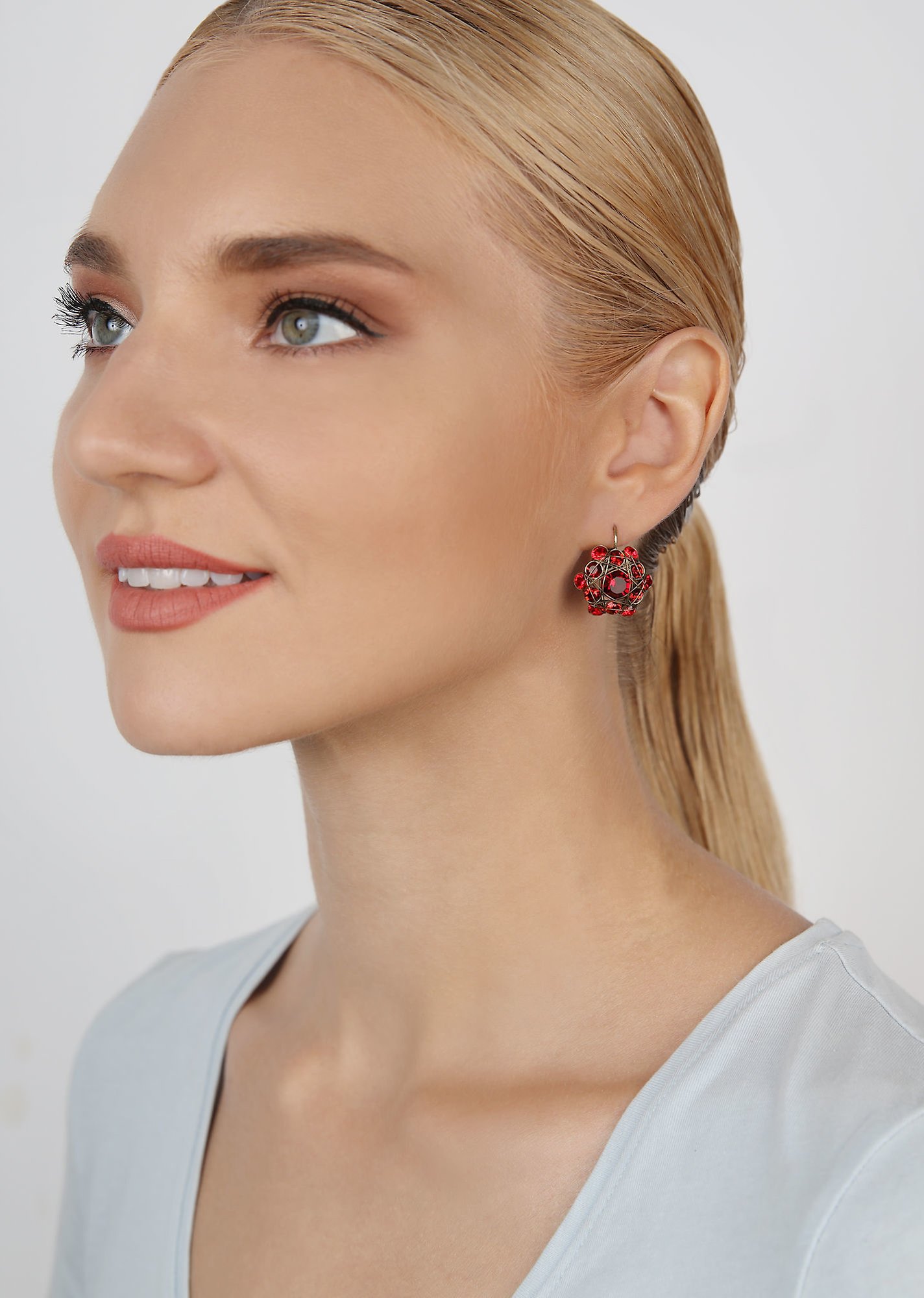 image for Earring Eurowire Bended Lights Red  