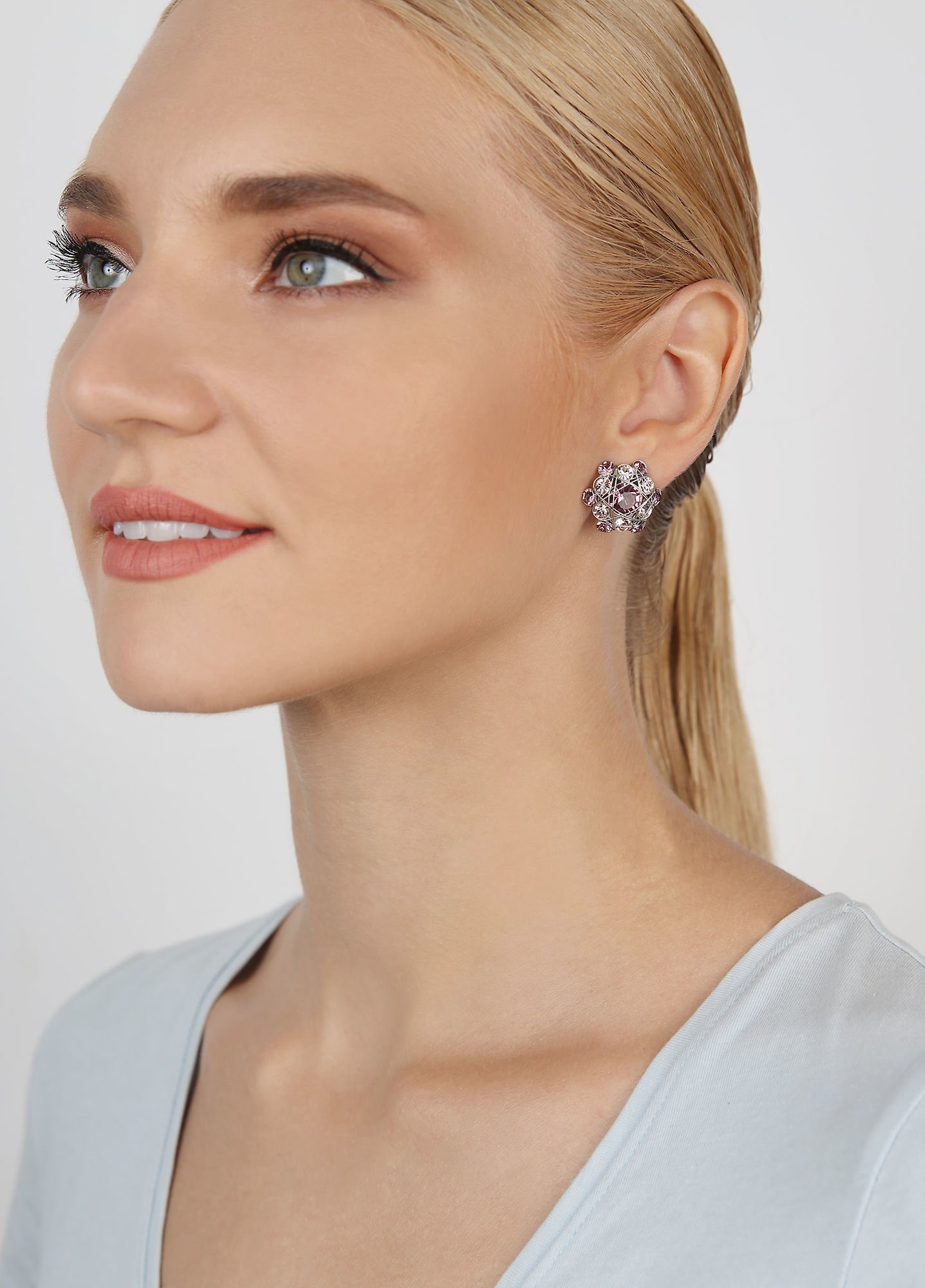 image pour Clou d'oreille Bended Lights Rose / Lila  