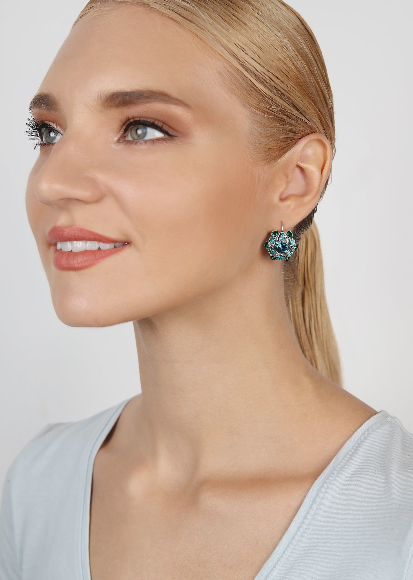 image for Earring Eurowire Bended Lights Blue / Green  