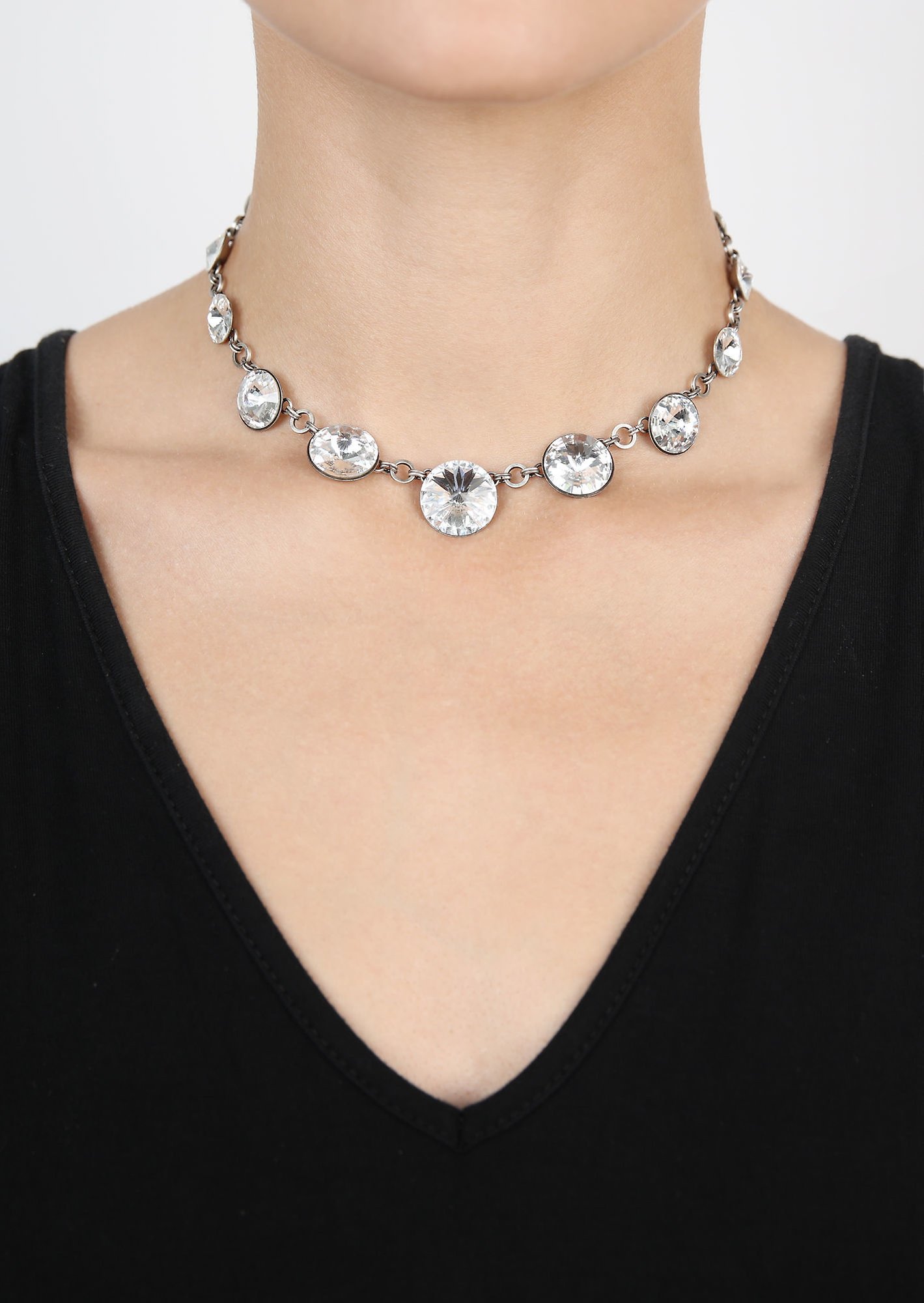 image for Necklace Rivoli White crystal 