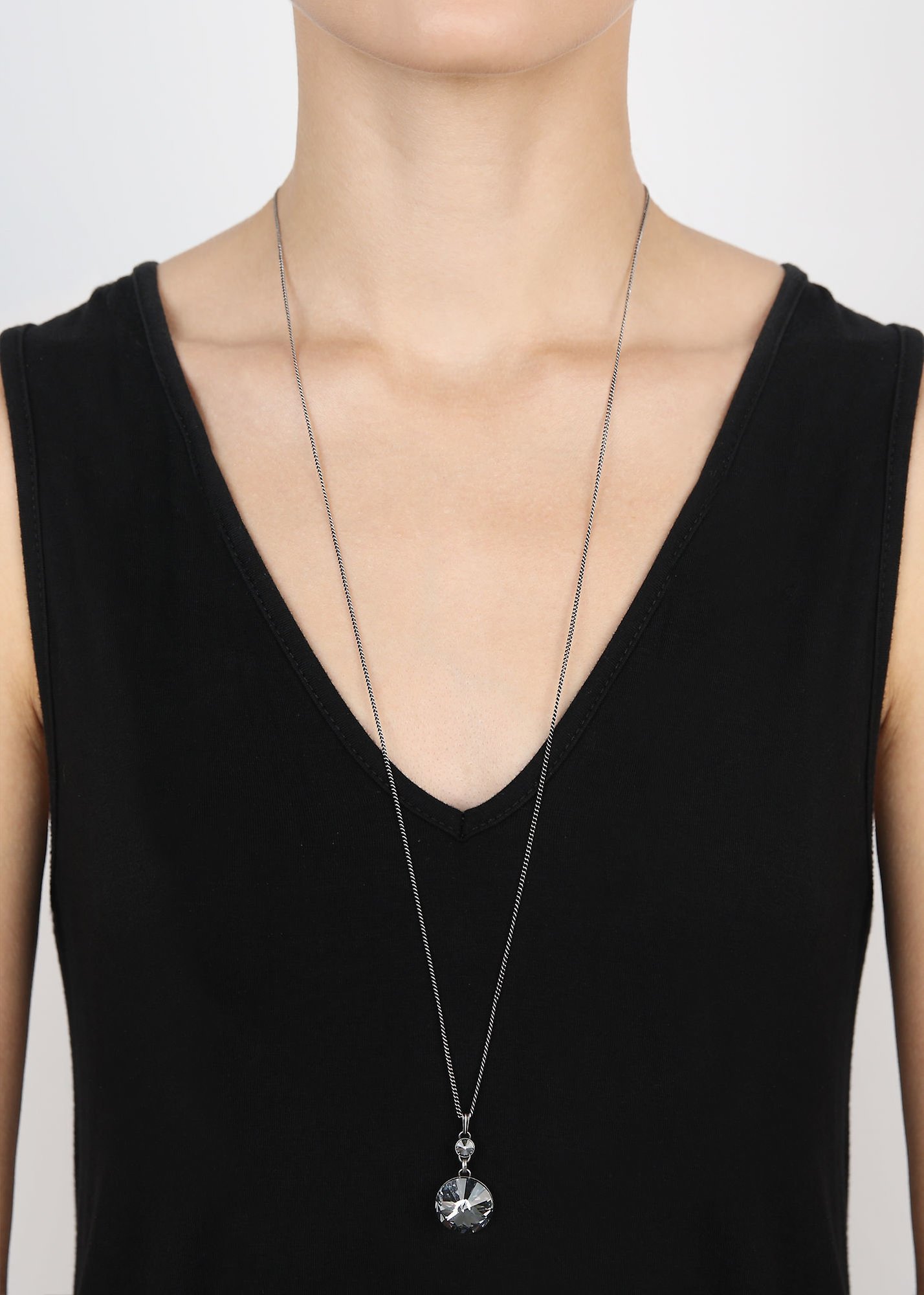 image for Necklace Pendant (Long) Rivoli Grey crystal night fall 18mm