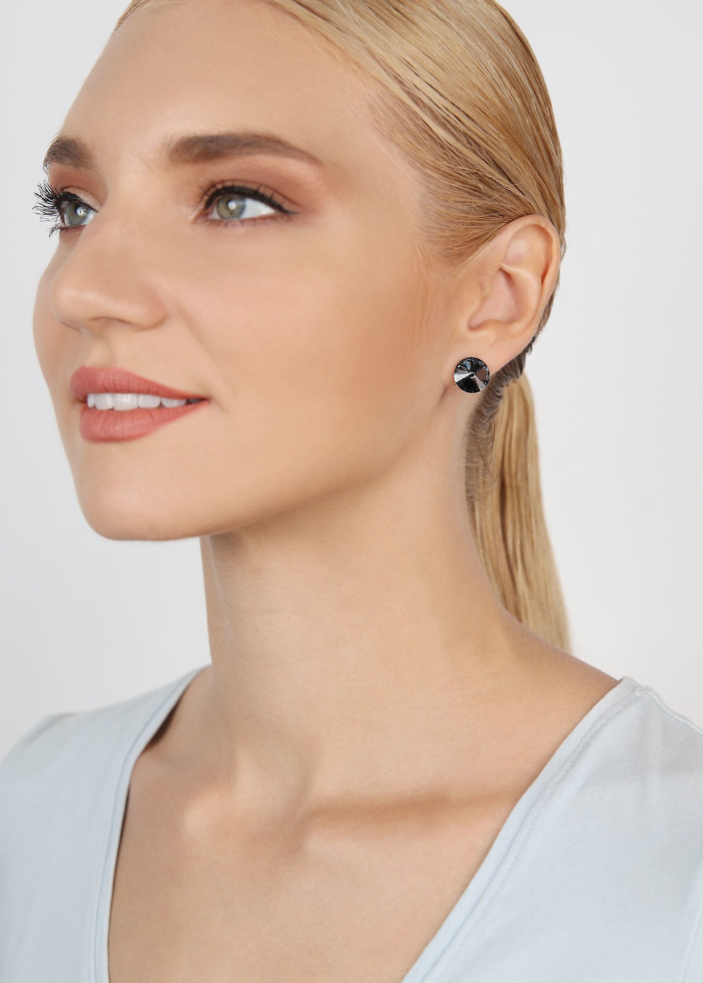 image pour Clou d'oreille Rivoli Gris crystal night fall 12 mm