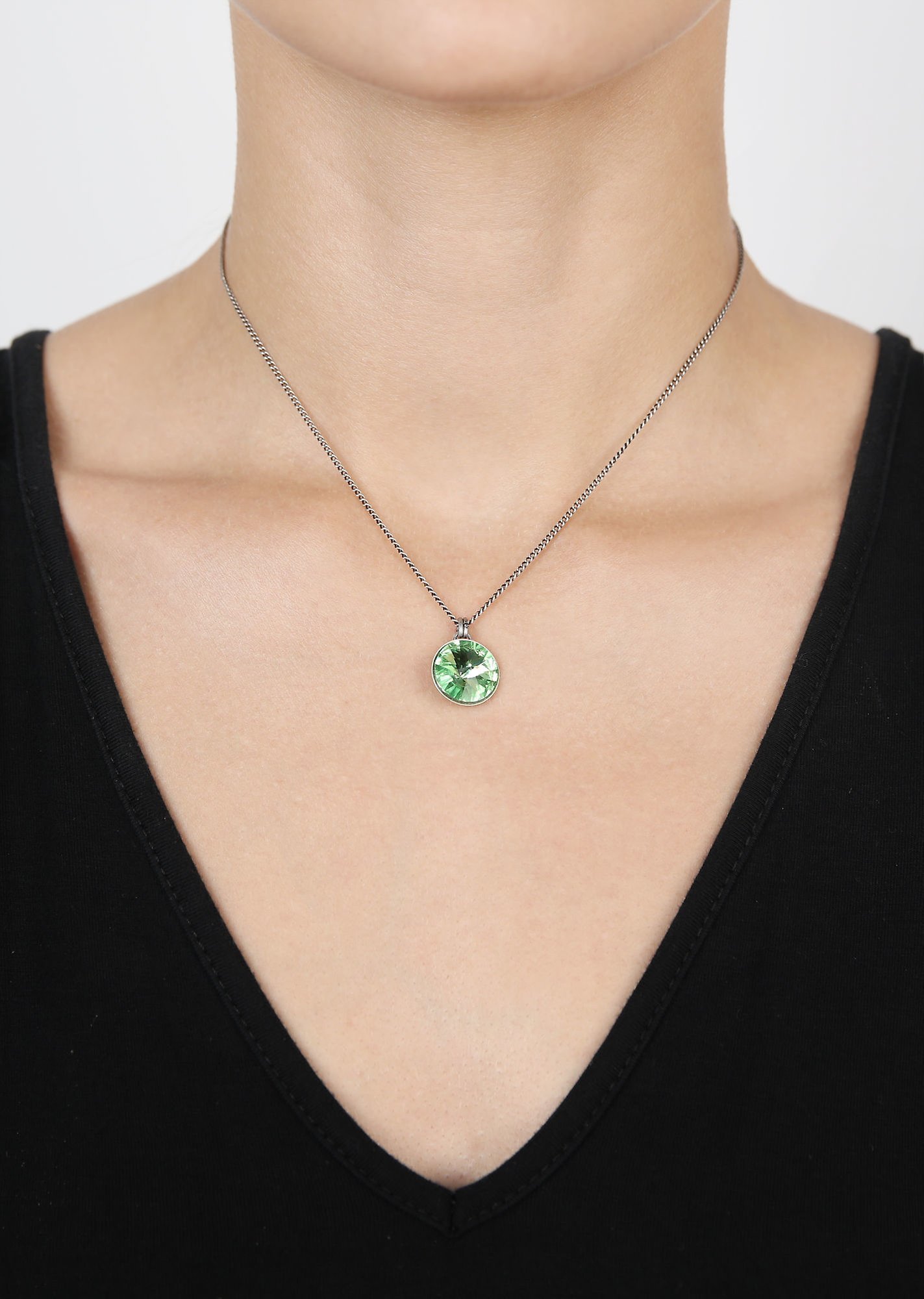 image pour Collier pendant Rivoli Vert peridot 14mm