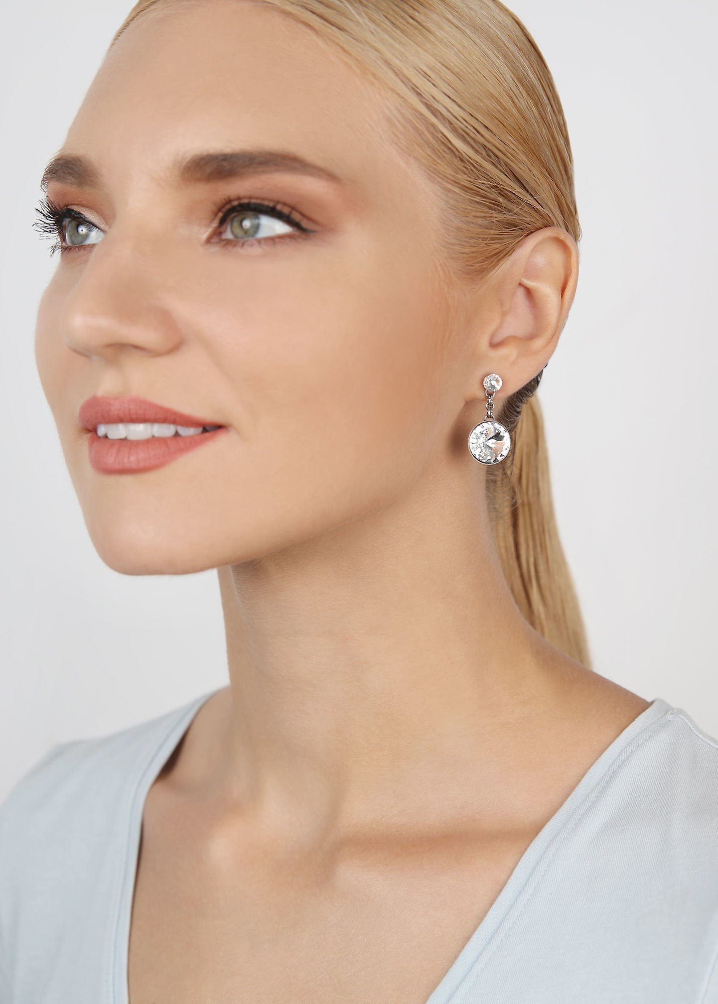 image pour Clou d'oreille pendant Rivoli Blanc crystal 14mm