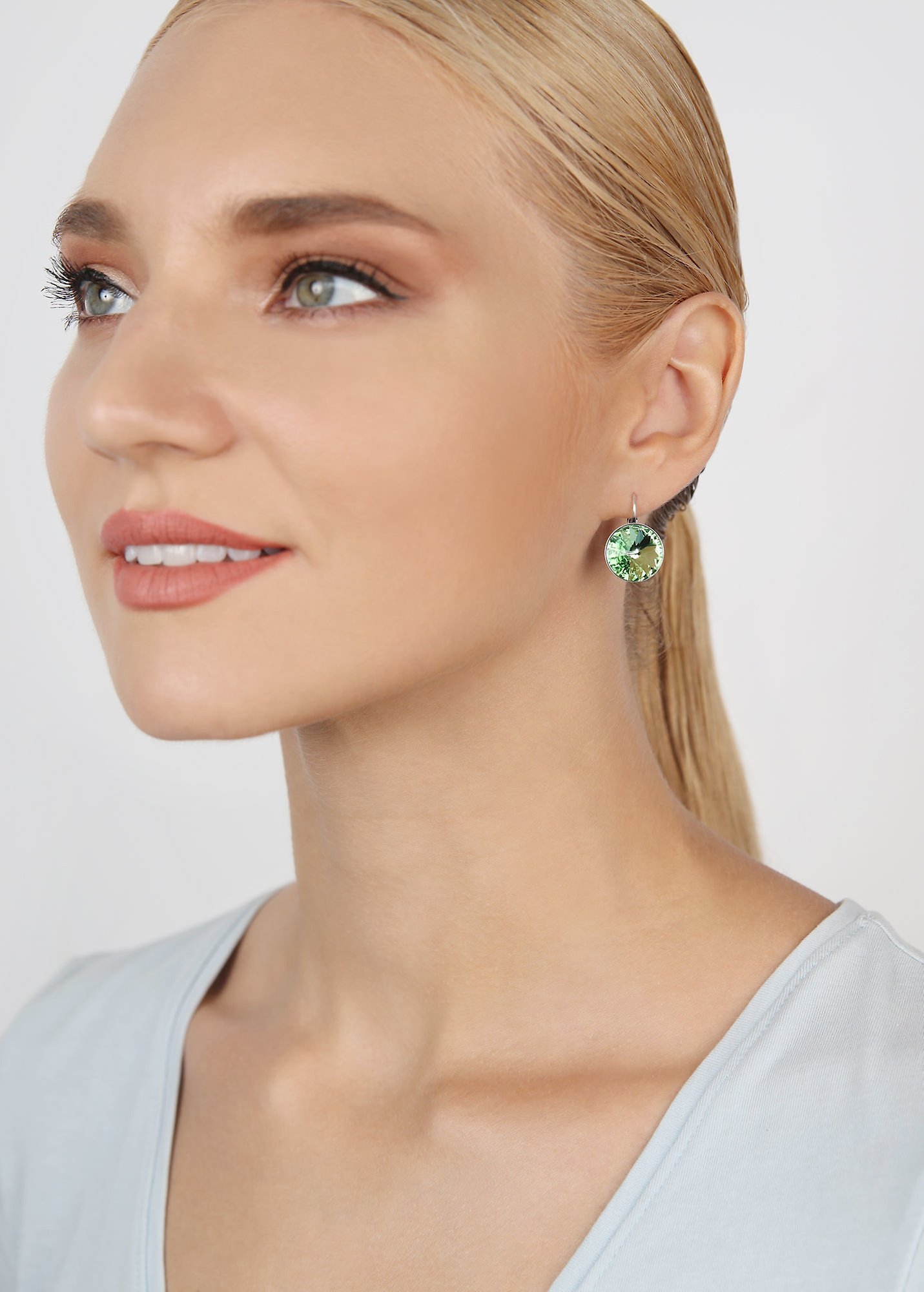 Bild für Ohrringe mit Brisur Rivoli Grün Peridot 14mm