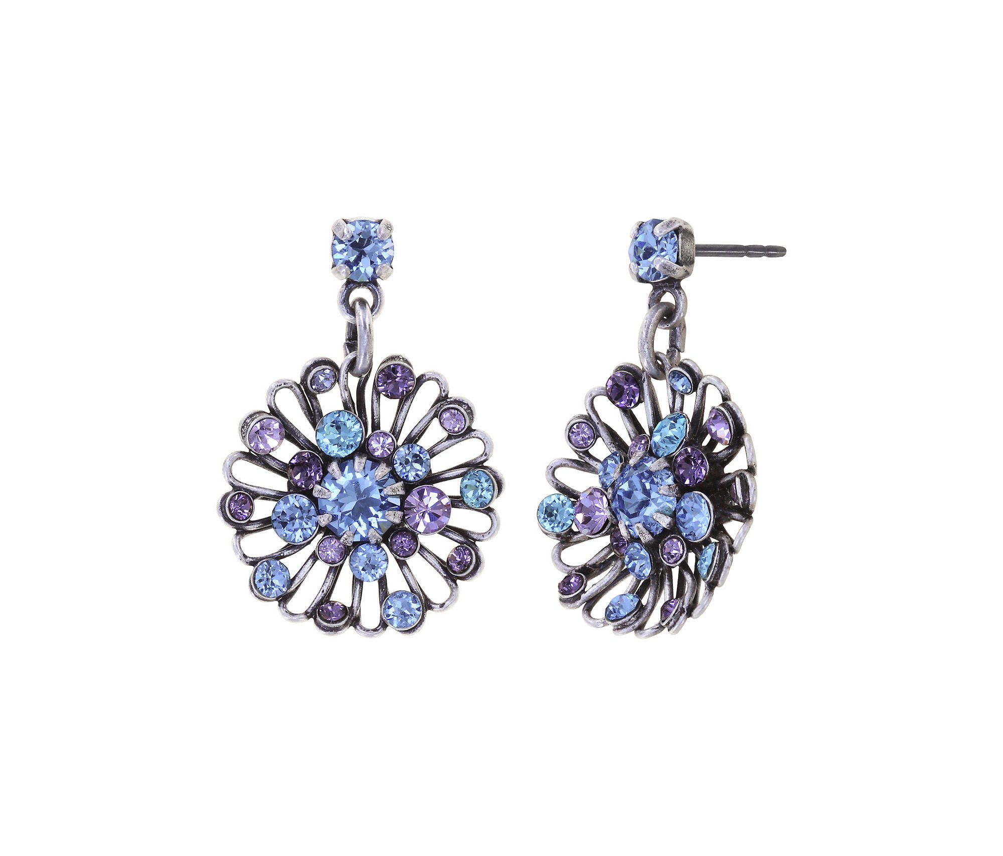 Bild für Ohrstecker baumelnd Distel Blau / Lila  size XS