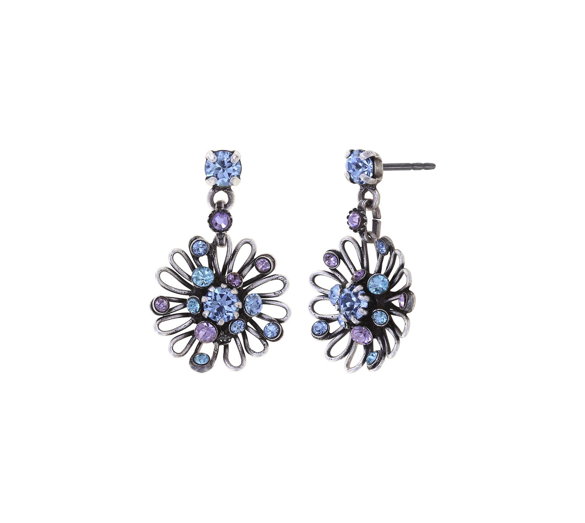 Bild für Ohrstecker baumelnd Distel Blau / Lila  size 2XS