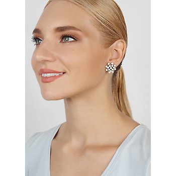 image pour Earring stud Magic Fireball white white opal Classic Size (21mm Ø)