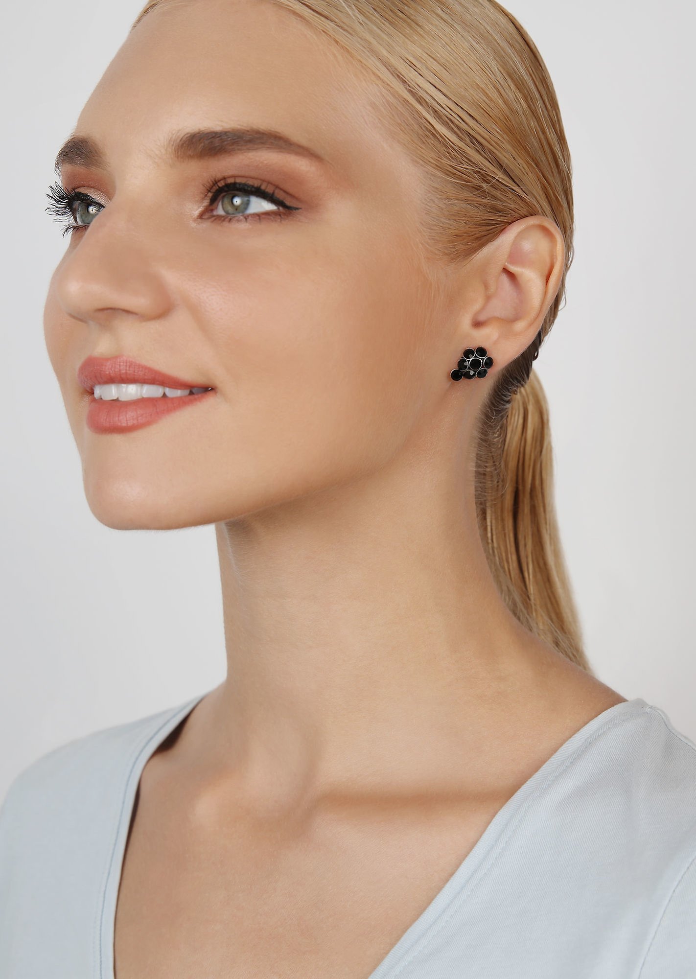 image for Earring Stud Magic Fireball Black jet Classic Size (21mm Ø)