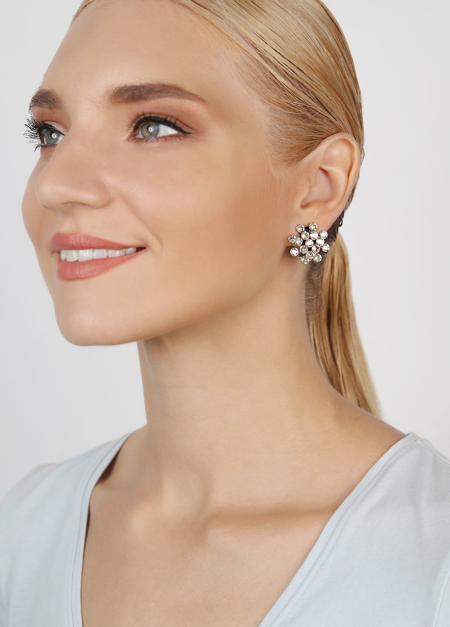 image pour Boucles d'oreilles Clip Magic Fireball Beige crystal golden shadow Classic Size (21mm Ø)