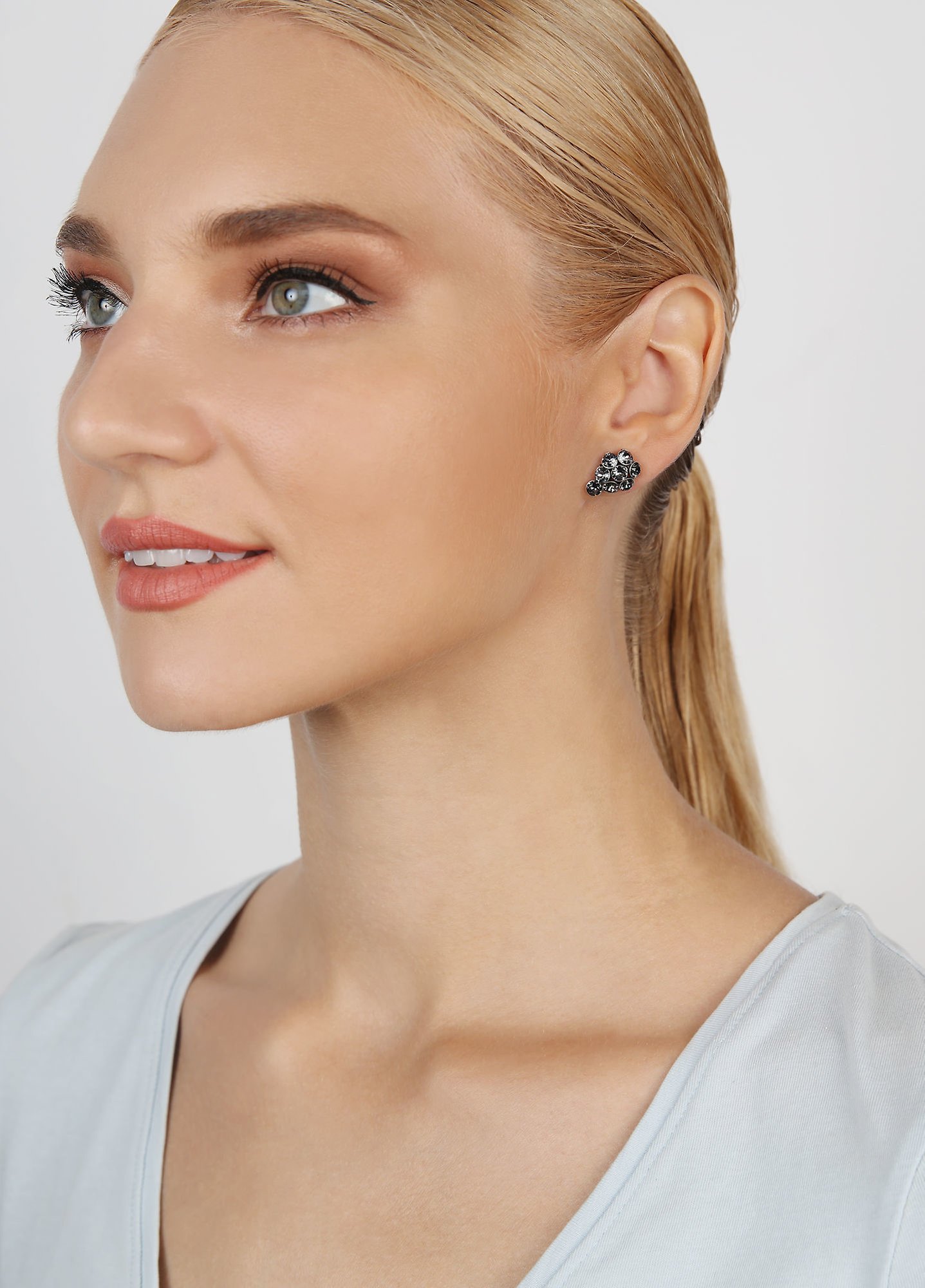 image for Earring Stud Magic Fireball Grey crystal night fall Classic Size (21mm Ø)