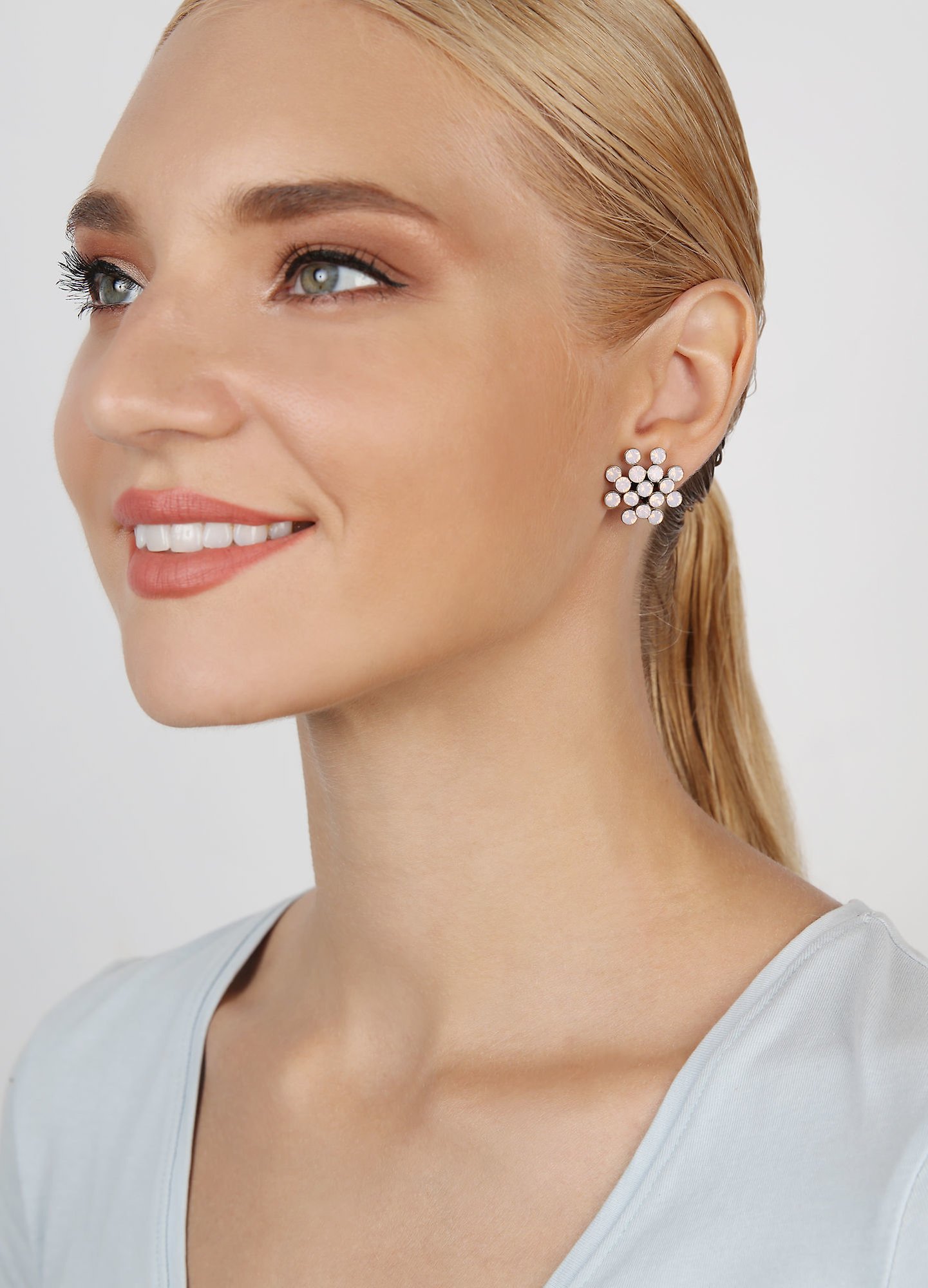 image for Earring Stud Magic Fireball Pink rose opal Classic Size (21mm Ø)