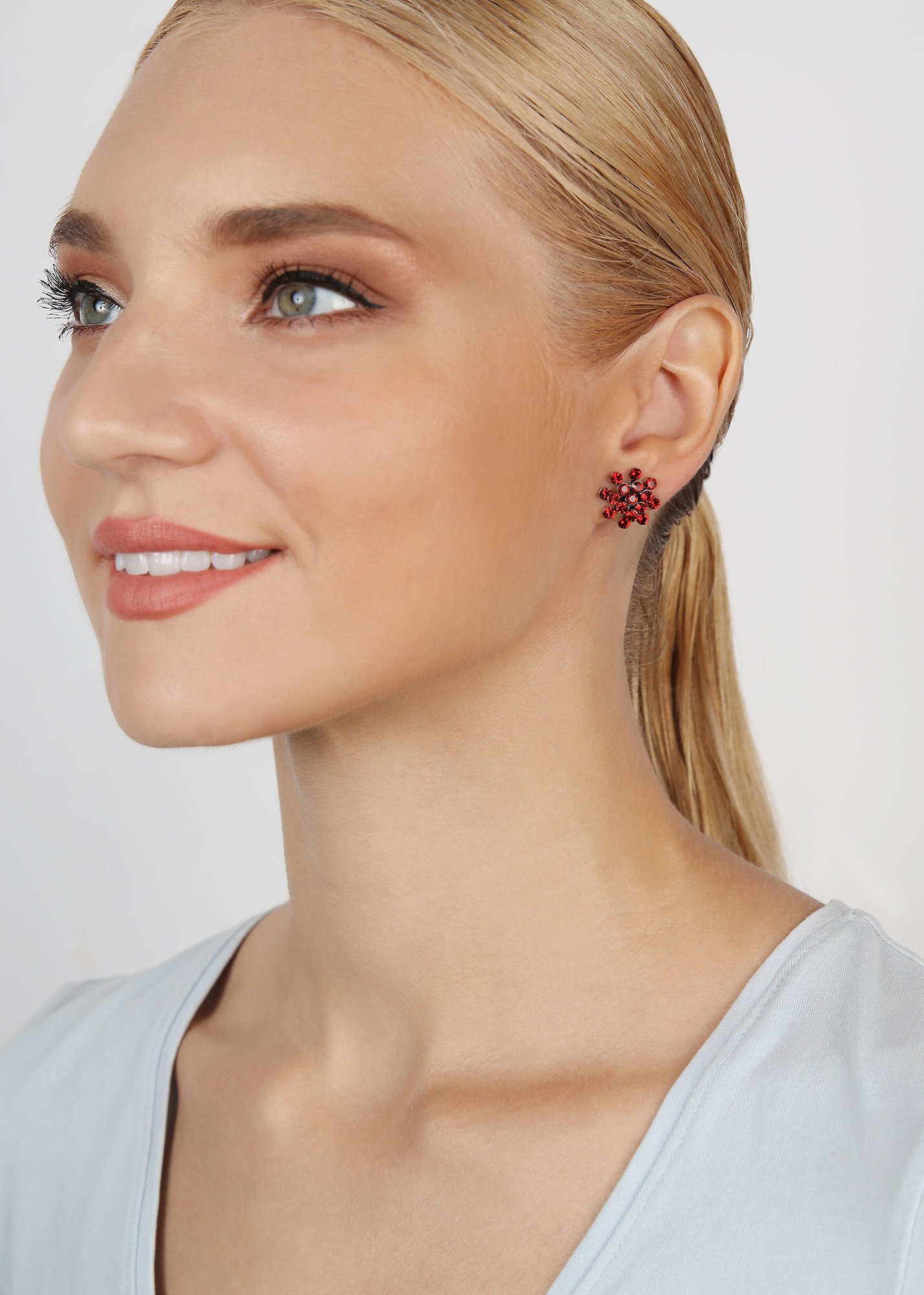 image for Earring Stud Magic Fireball Red red velvet mini