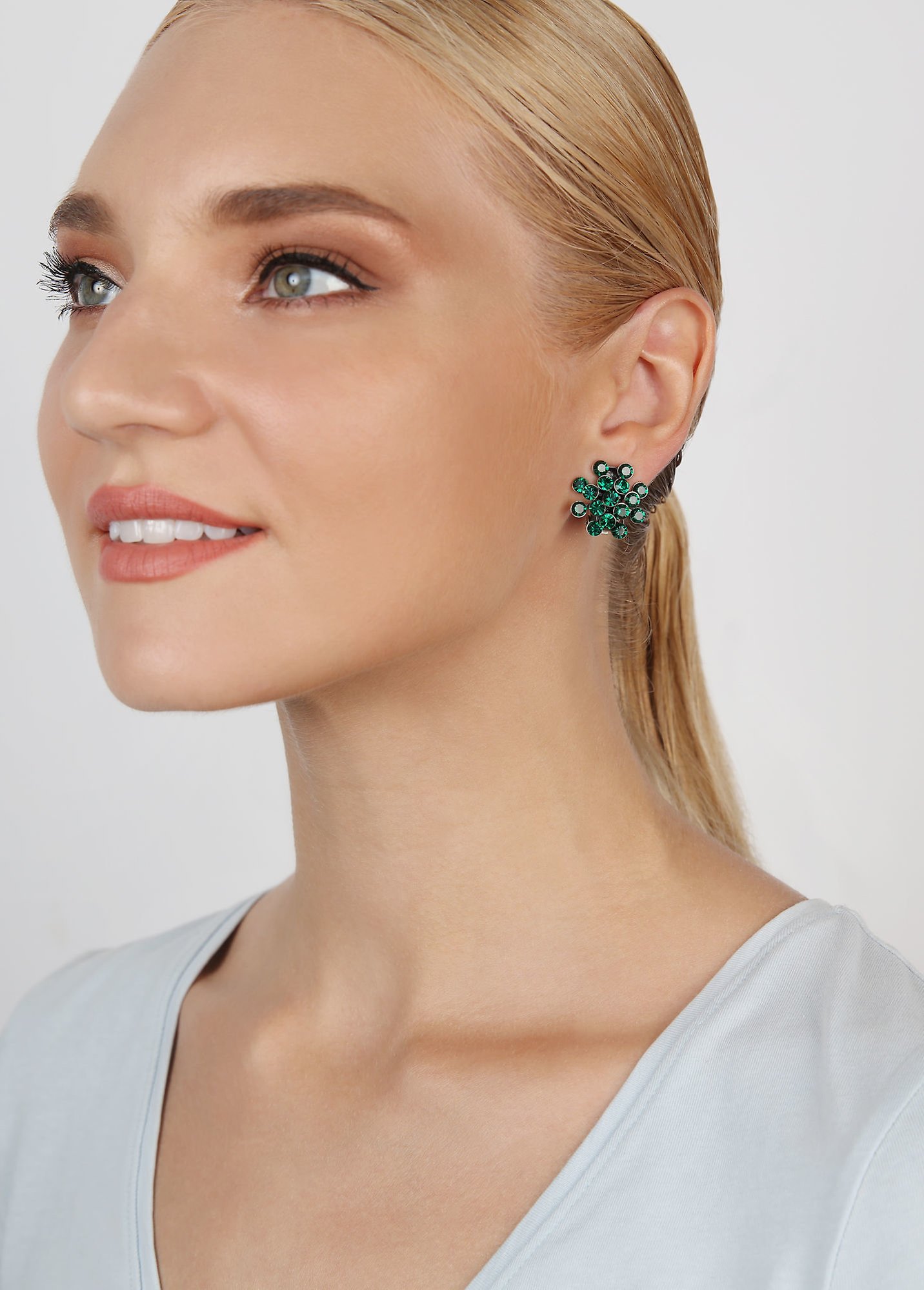 Kép Earring clip Magic Fireball Green emerald Classic Size (21mm Ø)