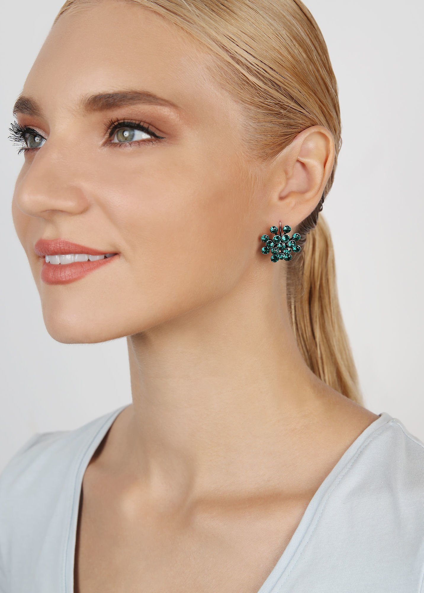 image for Earring Eurowire Magic Fireball Green emerald Classic Size (21mm Ø)