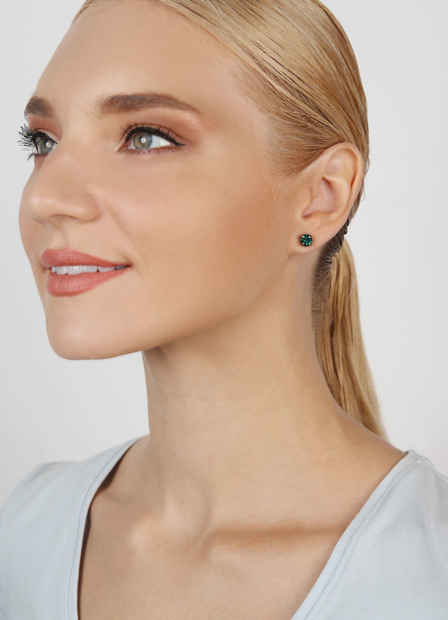 image for Earring Stud Black Jack Green emerald SS 29