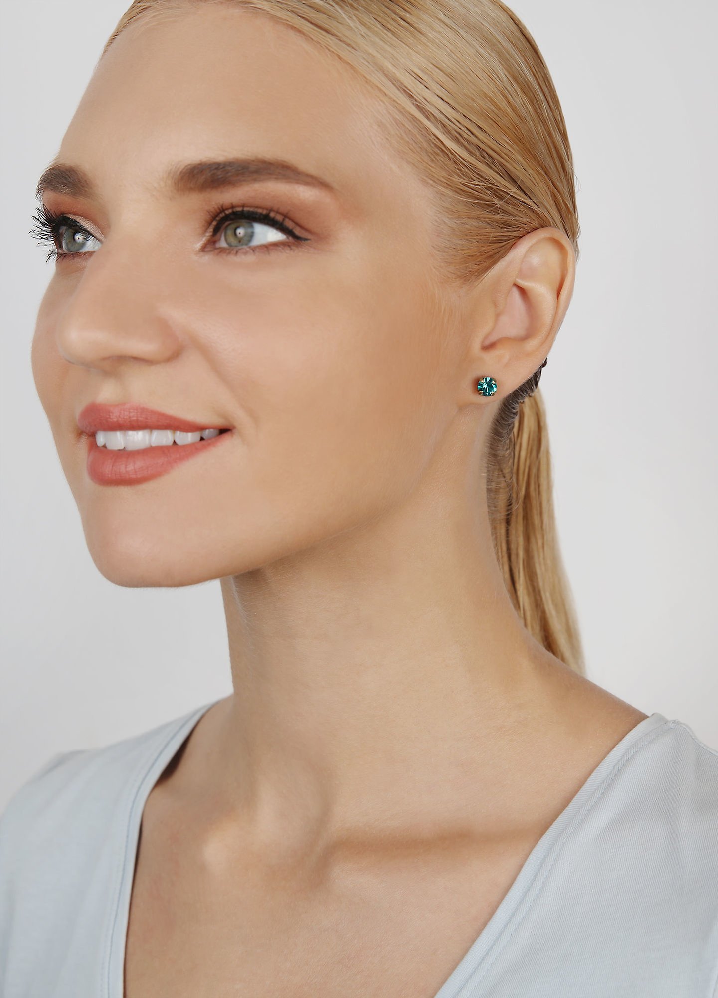 image for Earring Stud Black Jack Green blue zircon SS 29