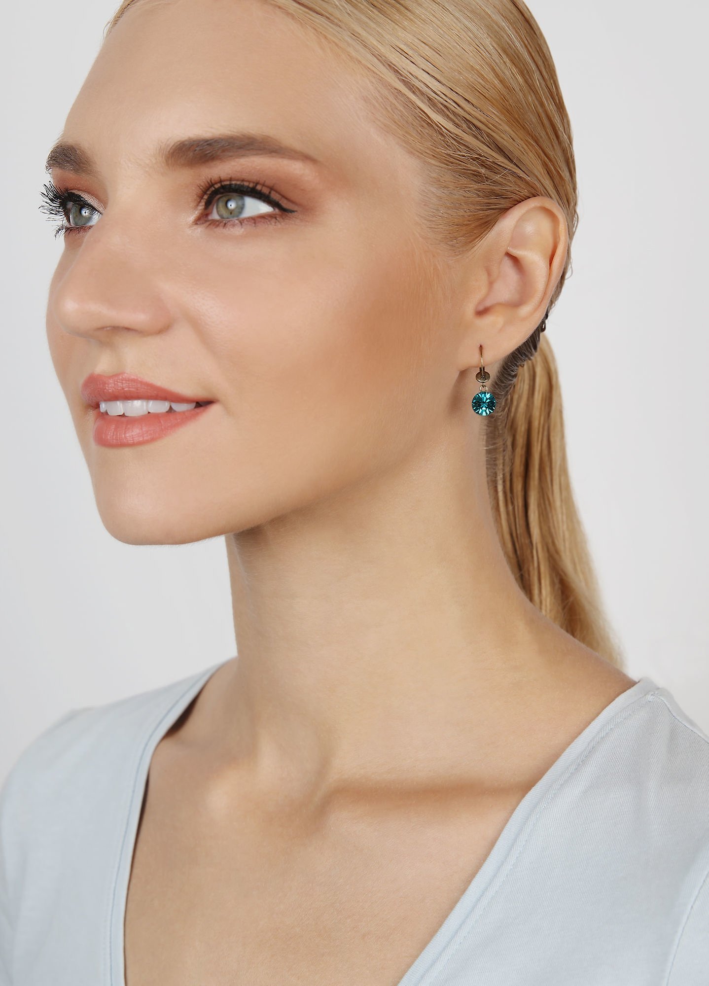 image pour Boucles d'oreilles pendantes Black Jack Vert blue zircon SS 39