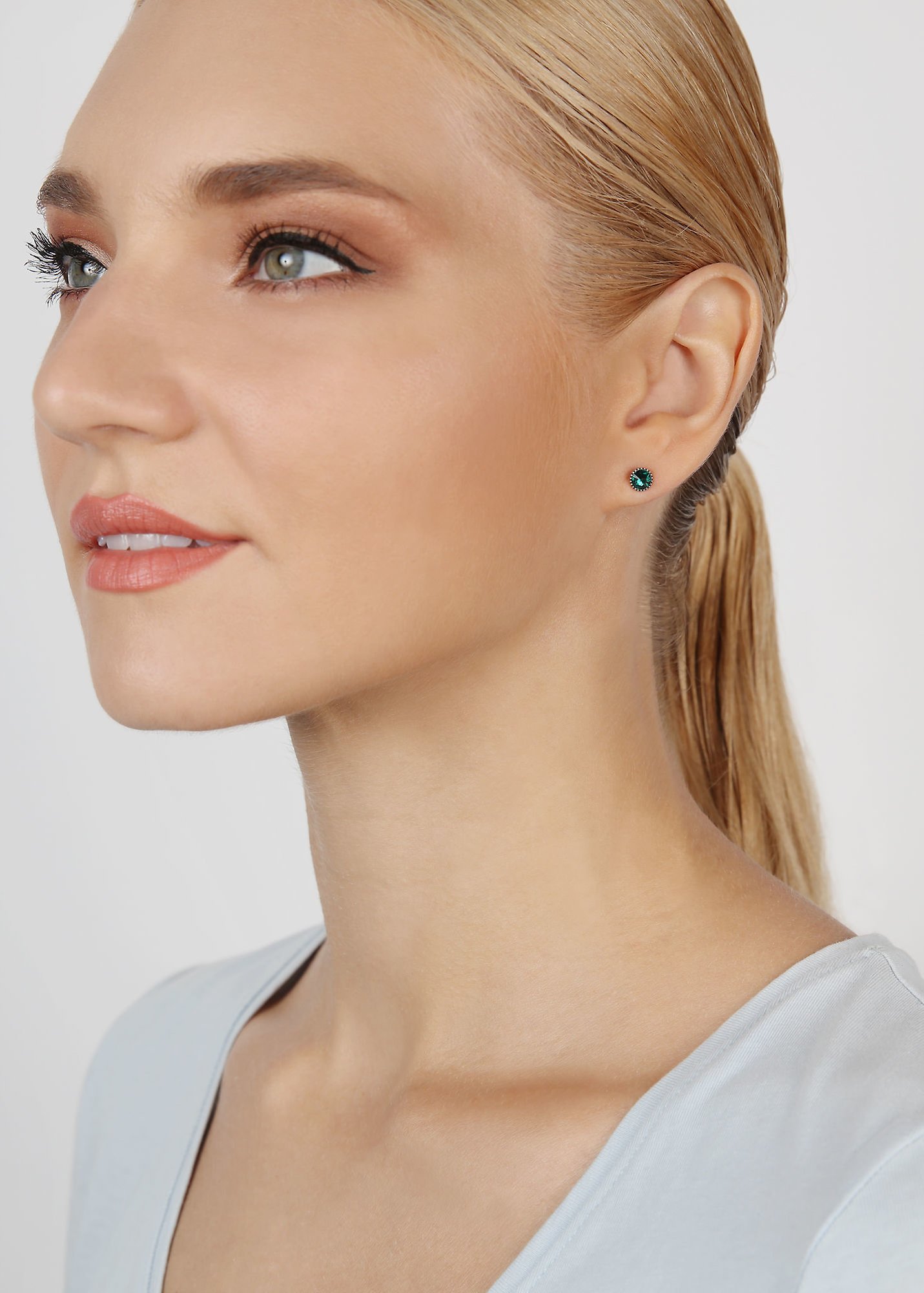 Bild für Ohrstecker flach Black Jack Grün Smaragd SS 20