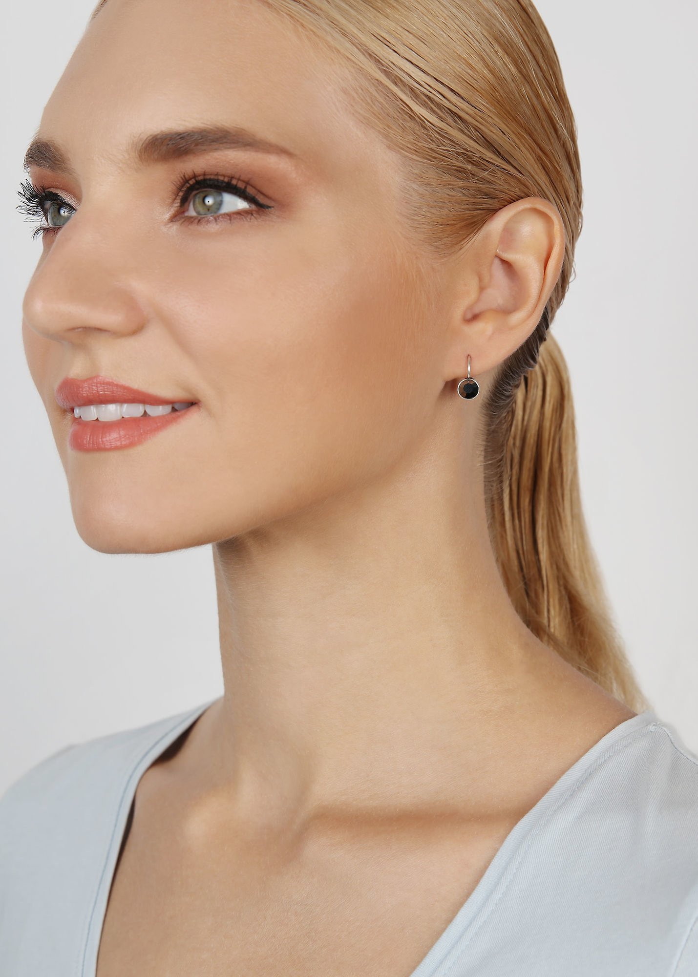 image for Earring Eurowire Black Jack Black jet hematite SS 29