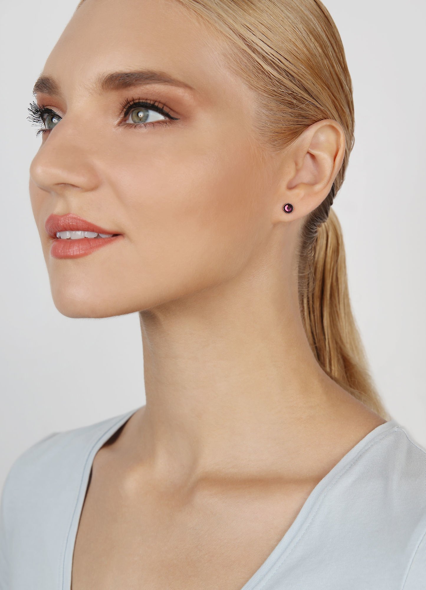 Bild für Ohrstecker flach Black Jack Lila Amethyst SS 20