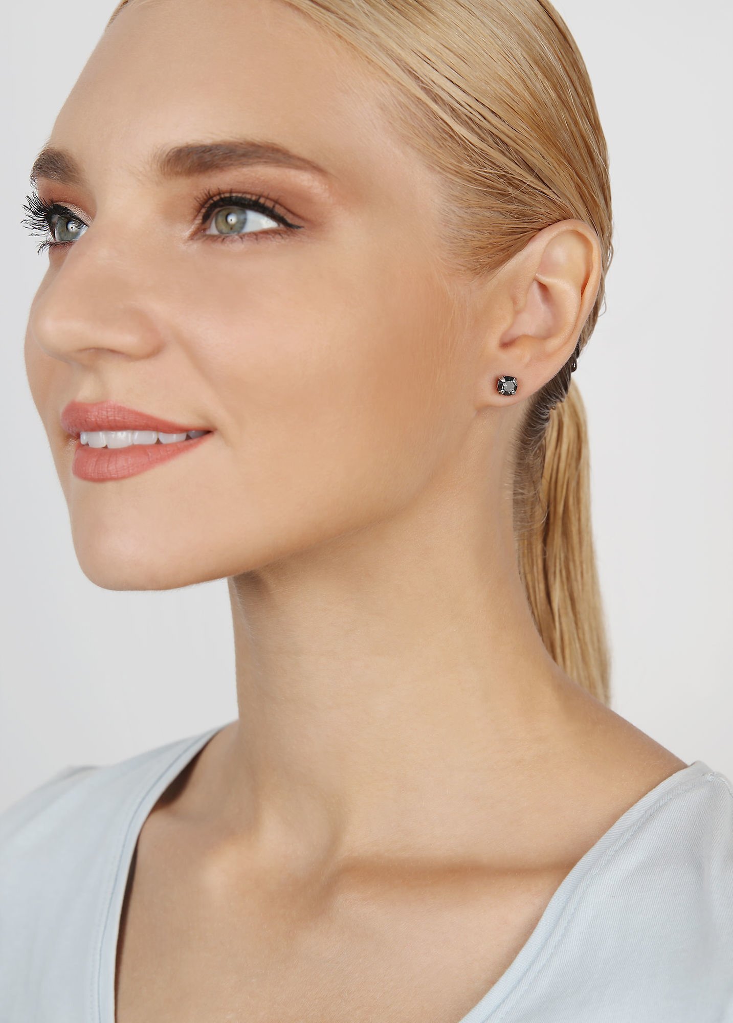 image for Earring stud Black Jack Grey crystal night fall SS 29