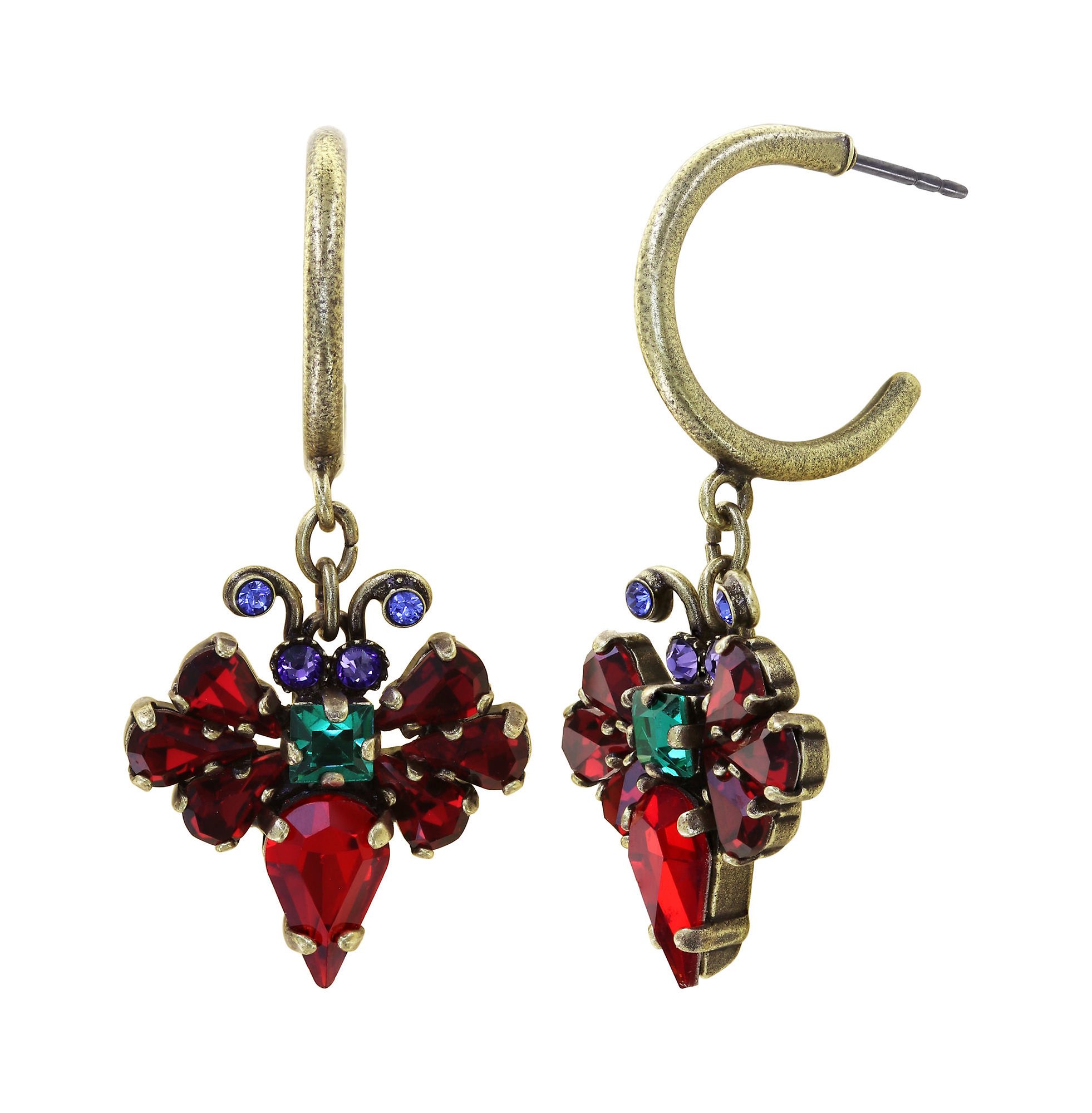 image for Earring Stud Dangling Love Bugs Multi / Green  